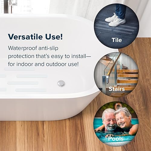 Miniatura 3 de SlipX Solutions Pisadas de seguridad adhesivas antideslizantes con infusión de microban. Accesorios de baño antideslizantes - Calcomanías para