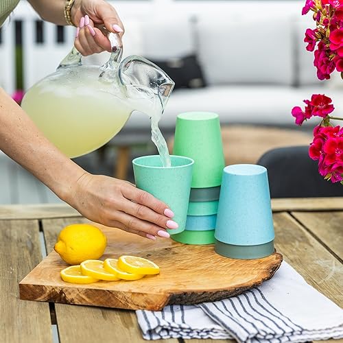 Miniatura 2 de Grow Forward Vasos de plástico prémium para niños, juego de 8 vasos irrompibles sin BPA reutilizables con pajita de trigo de 13 onzas para agua,