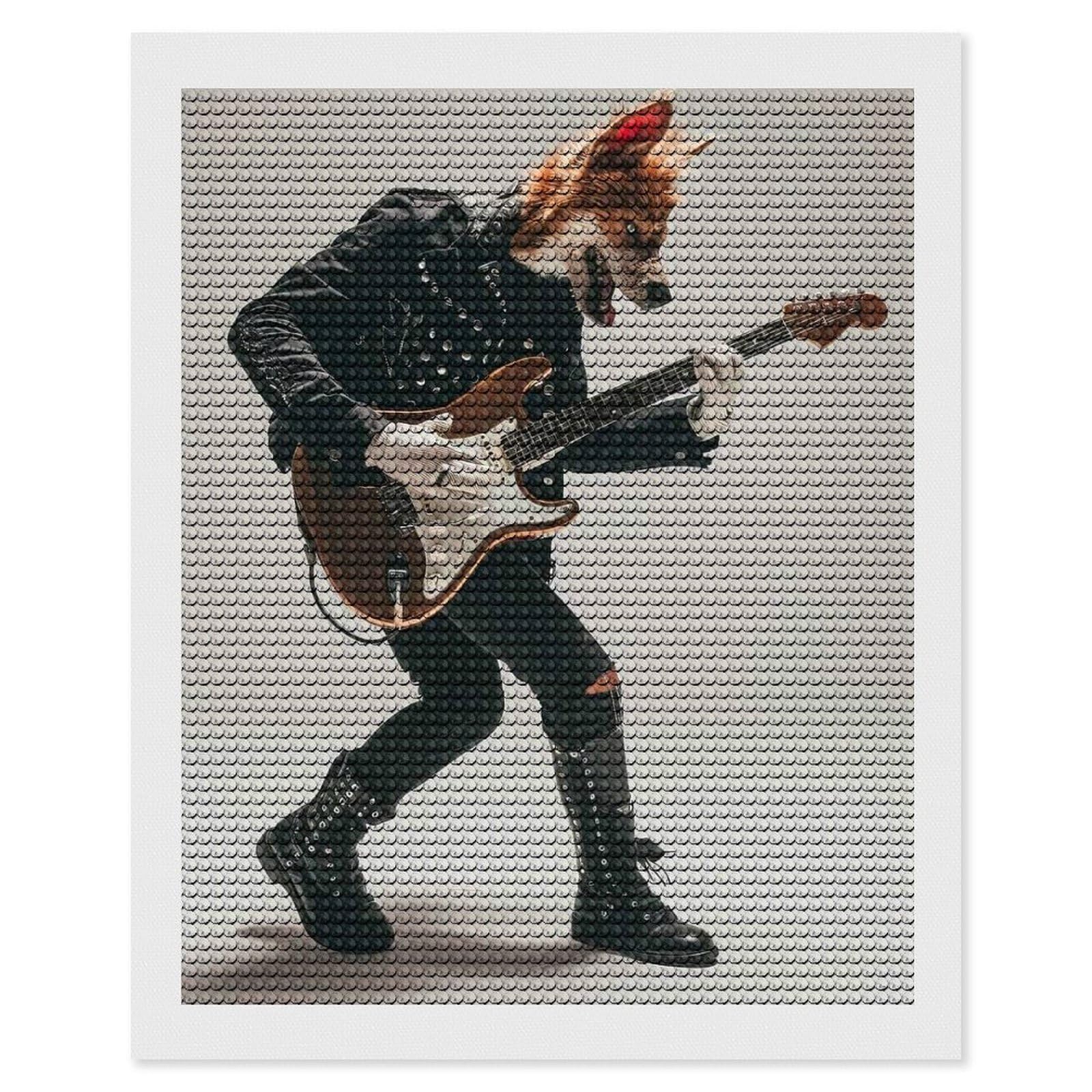 Junmoney Dingo Guitar Round Drill Diamond Painting 16"x20", Satisfying Creative Project, Complete Accessories, Printed Canvas