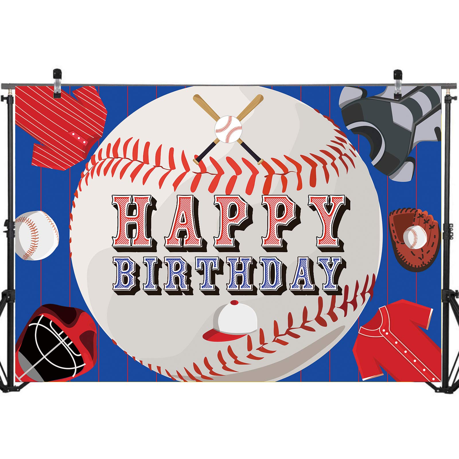 Baseball Theme Party Backdrop Banner - 71x49 Inch Sports Birthday Decor, Photo Background Wall Decoration