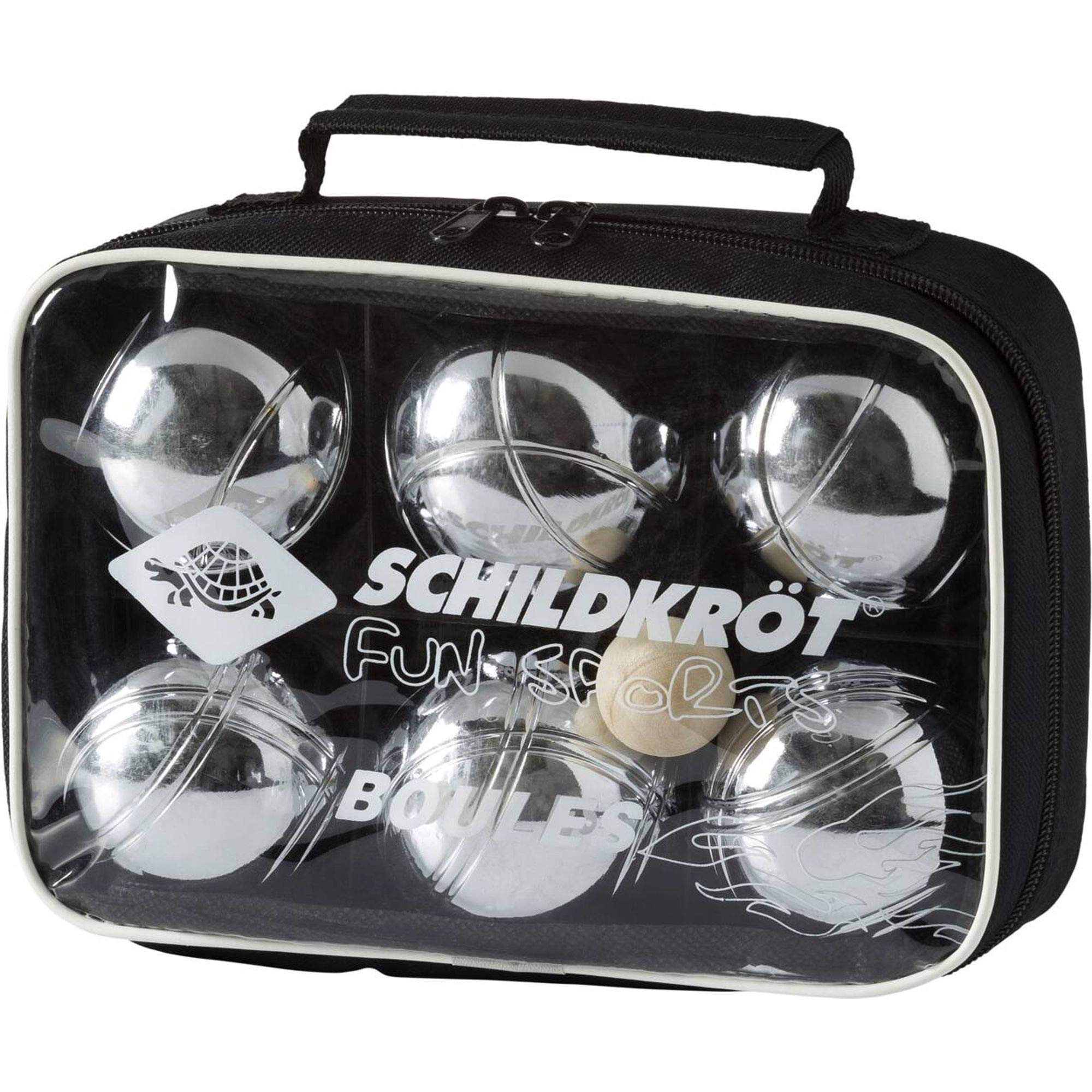 Schildköt Boule, Boccia, Petanque Set, 2x 3 kulki stalowe, 1x kula celownicza wraz z nożem dystansowym, w zamykanej torbie, 970011