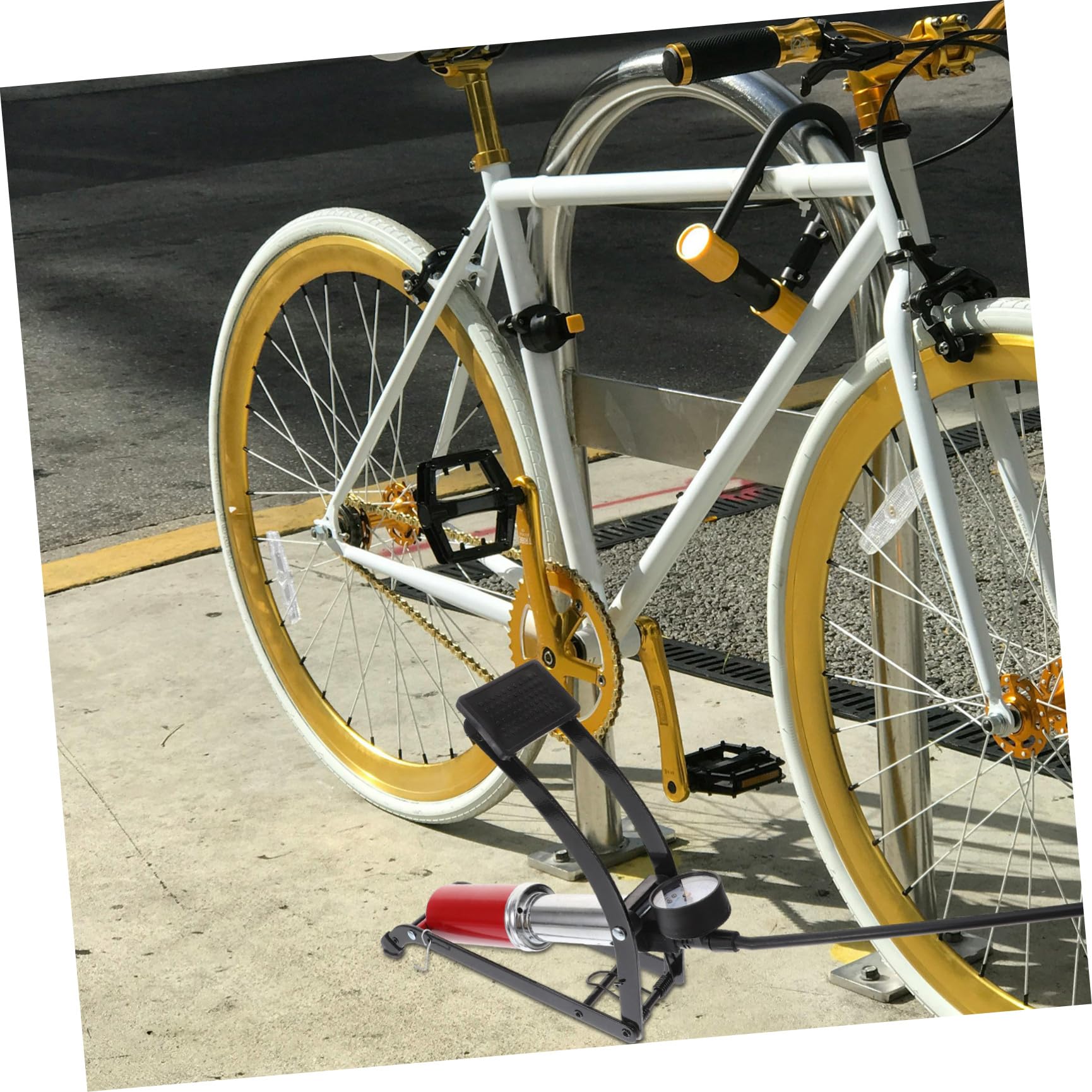 Gatuida Pompa Bici Verticale Portatile Alta Pressione con Gonfiatore Versatile per Bicicletta Auto Accessorio Ciclistico e Resistente con Funzionamento Facile e Rapido