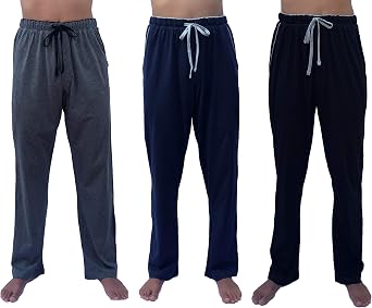 3 Saver Pack Premium 100% Cotton Jersey Knit Pajama Pant Bottoms - Yarn-dye
