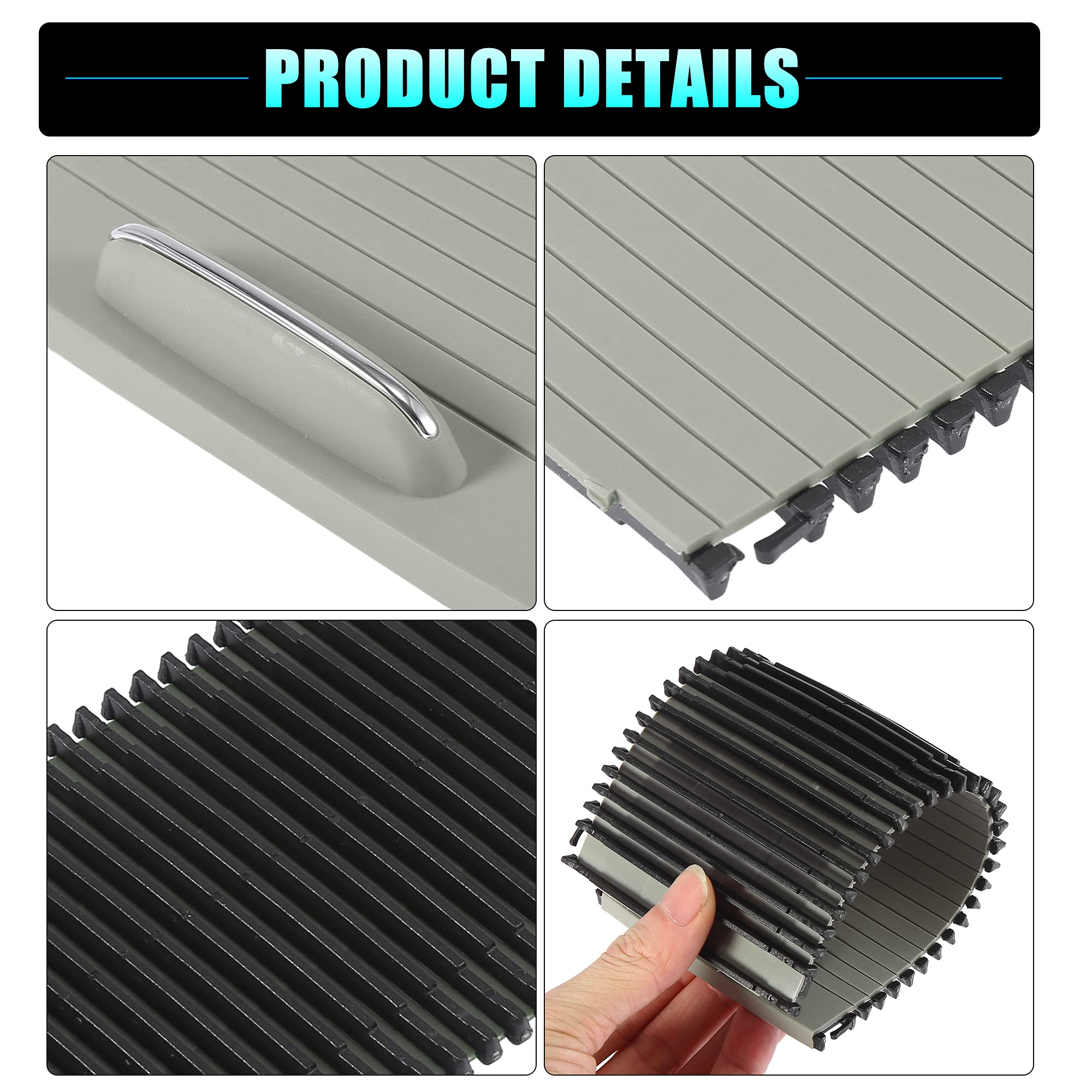 X AUTOHAUX Consola central de coche Roller Blind Cover Persianas corredizas Cremallera Gris para Mercedes Benz Clase C W204 S204 Clase E W212 S212