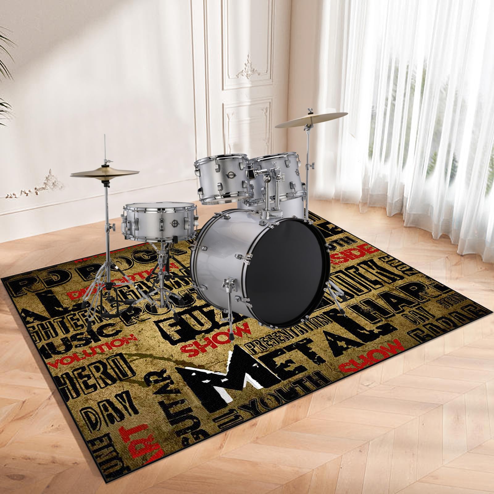 Alfombra Bateria Electronica 120 x 70 cm Antivibracion Antideslizante Alfombras Bateria Insonorizante Alfombrilla de Tambor para Baterías Acústico Caja Bombo y Otros Instrumentos Musicales