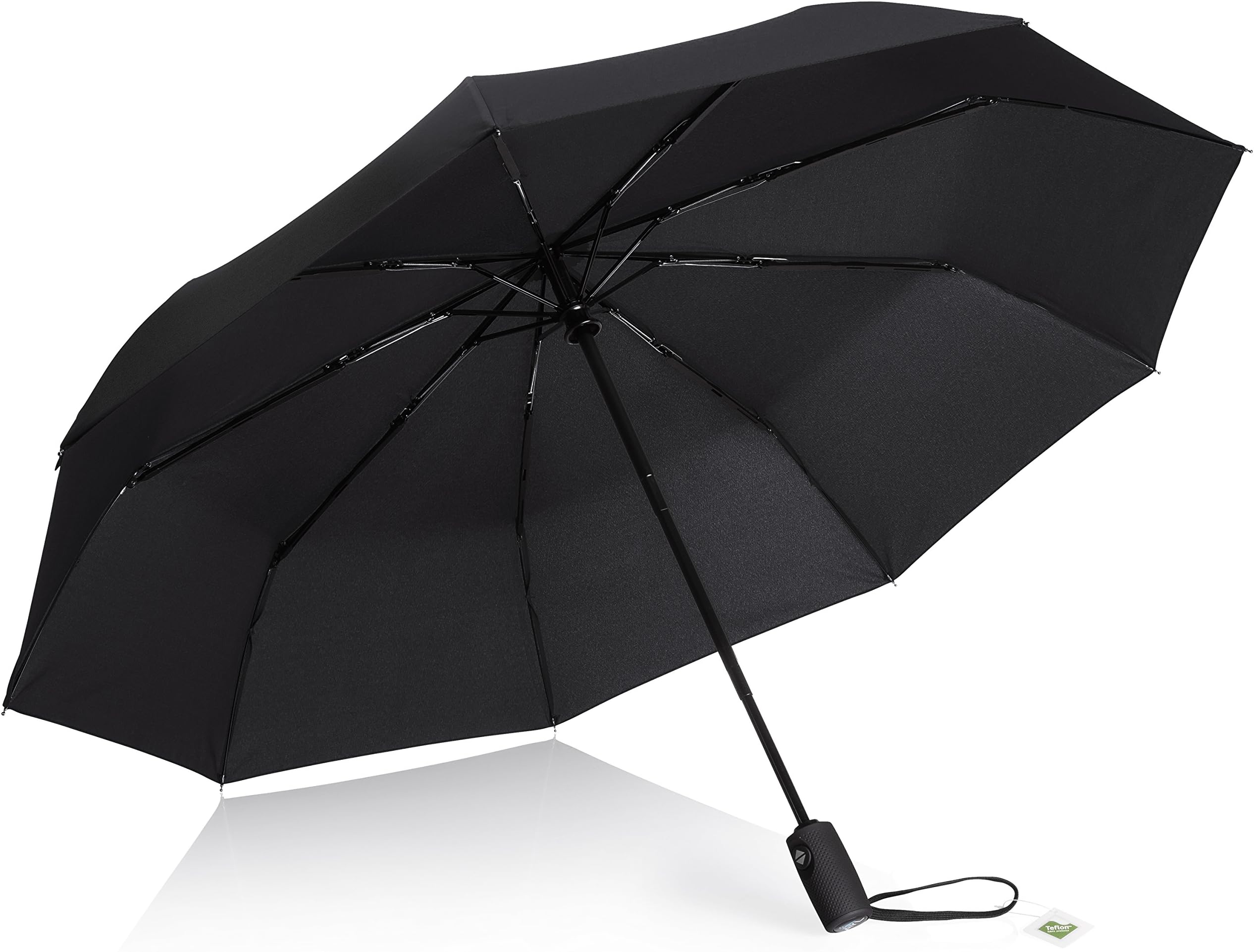 AYL Windproof Travel Umbrella Foldable - with Teflon Coating (Black)