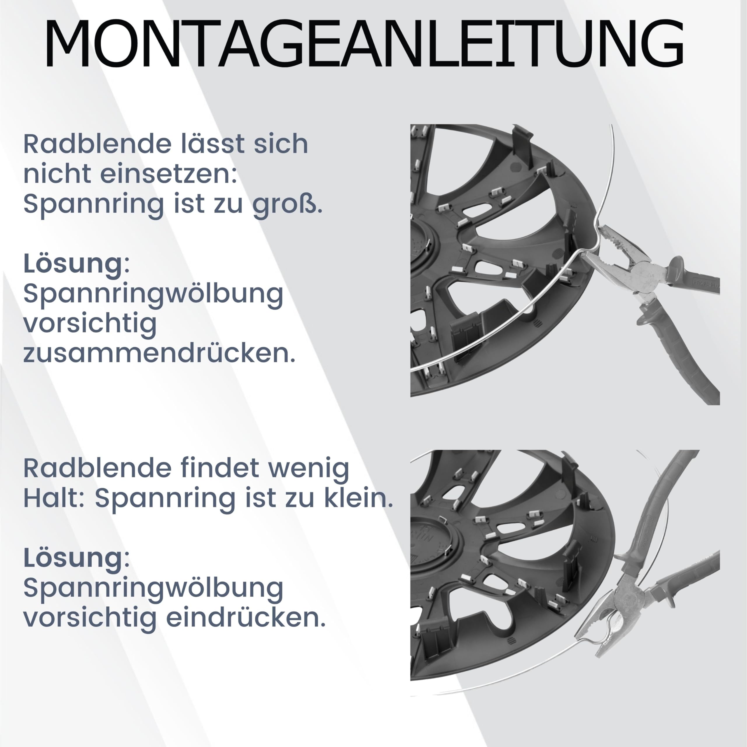 Radkappen 16 Zoll Schwarz Radzierblenden 4er-Set Aqua für Stahlfelgen | Zierkappen, Radblenden & Felgenabdeckung, rostfrei & witterungsbeständig, einfache Clip-Montage, für die meisten Automarken