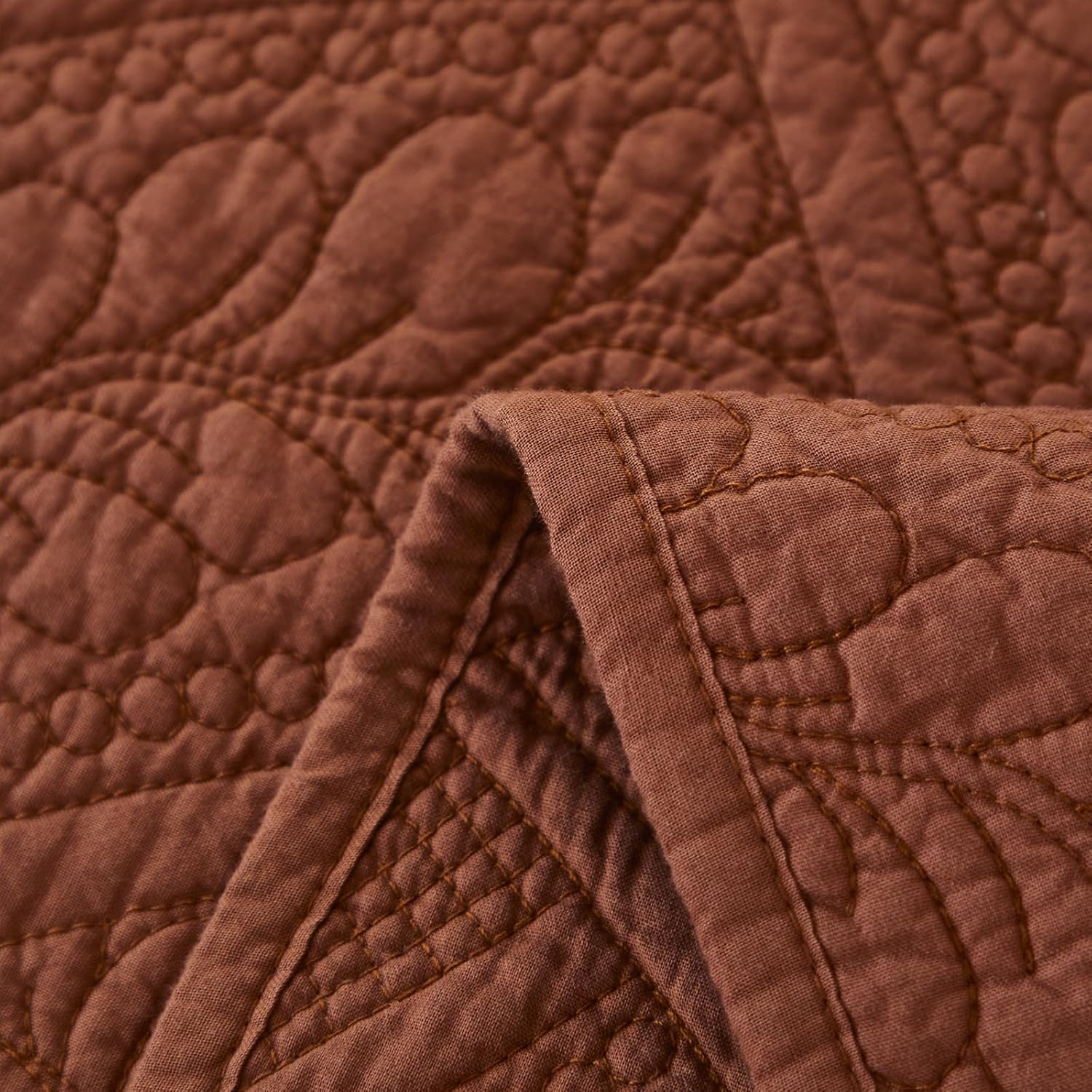 Brandream Pumpkin Orange Leaf Quilted Pillow Shams Cotton King Size Pillow Cases Set of 2 Comfy Soft Decorative Pillow Covers - Image 5