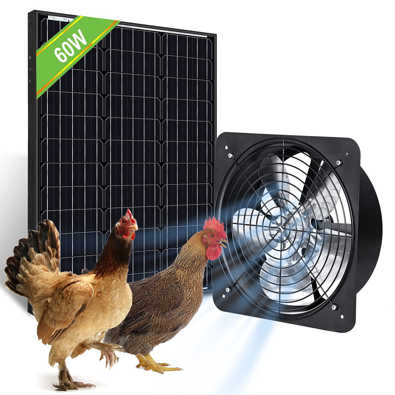 Buy ECOWORTHY 60 Watt Solar Powered Vent Fan 14in Black DC Fan Cools