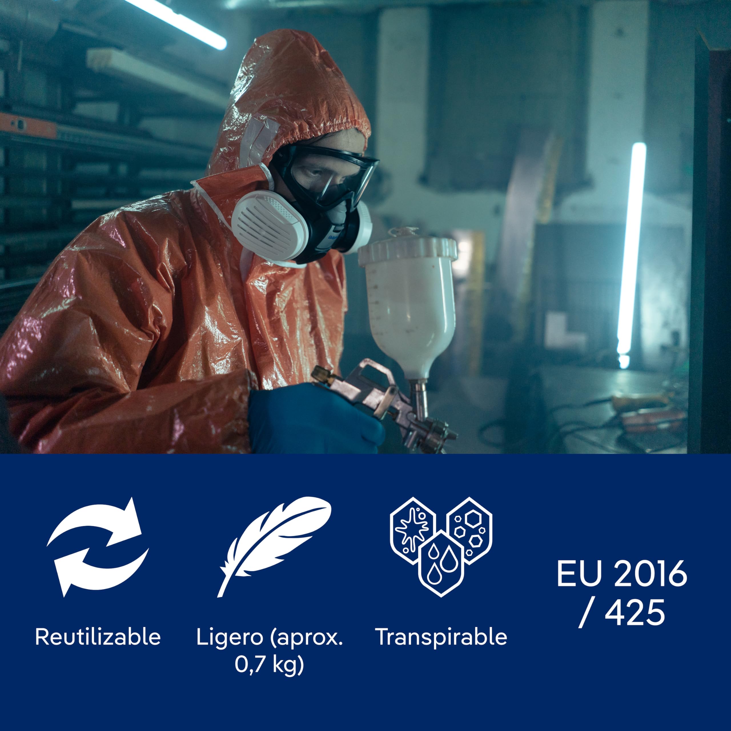 Dräger SPC 4400 CLF mono de protección profesional - Talla L | Uso con mascarillas y respiradores para industria farmacéutica, petrolera y química