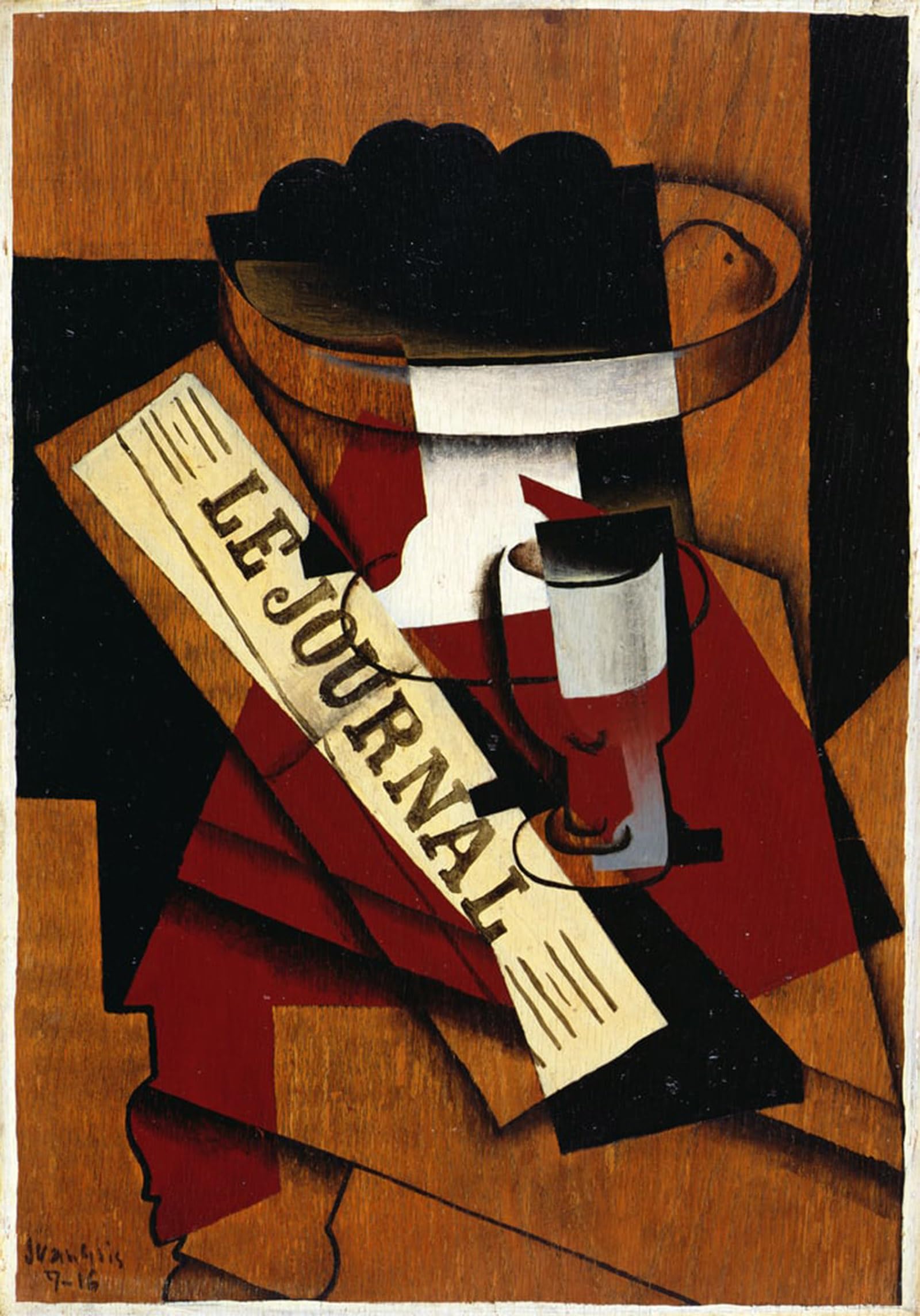 POSTERIIk Famous Print Pop Art Wall Art Graffiti Fruit Dish Glass and Newspaper by Juan Gris Art Prints for Home Decor 60x90cm