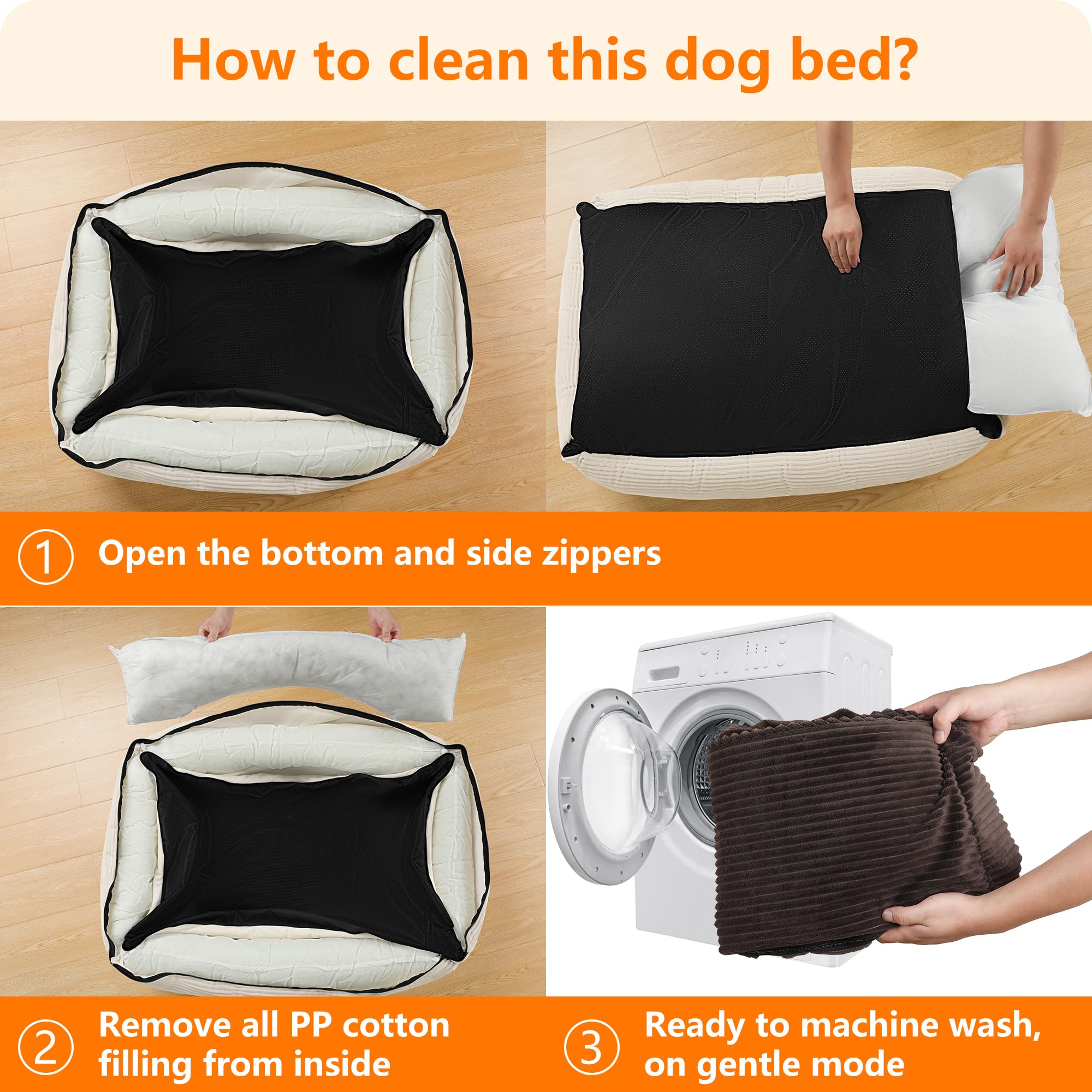 HMTOPE Cama para Perros, Sofá Ortopédico Perro Esterilla de Pana, S/M/L, Antideslizante, Desmontable y Lavable, Suave y Transpirable, Gris Oscuro, 120 x 90 x 30 cm