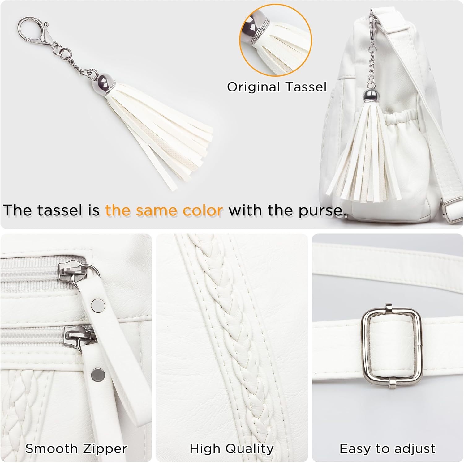 VOLGANIK ROCK Crossbody Bag for Women with Tassel Ladies Soft PU leather Purses and Handbag Pocketbooks
