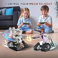 Vista 4 de Kit de construcción de robot RC STEM 5 en 1 para niños, juego de constructor de APP y control remoto, juguetes RC para niños bloques 419 piezas