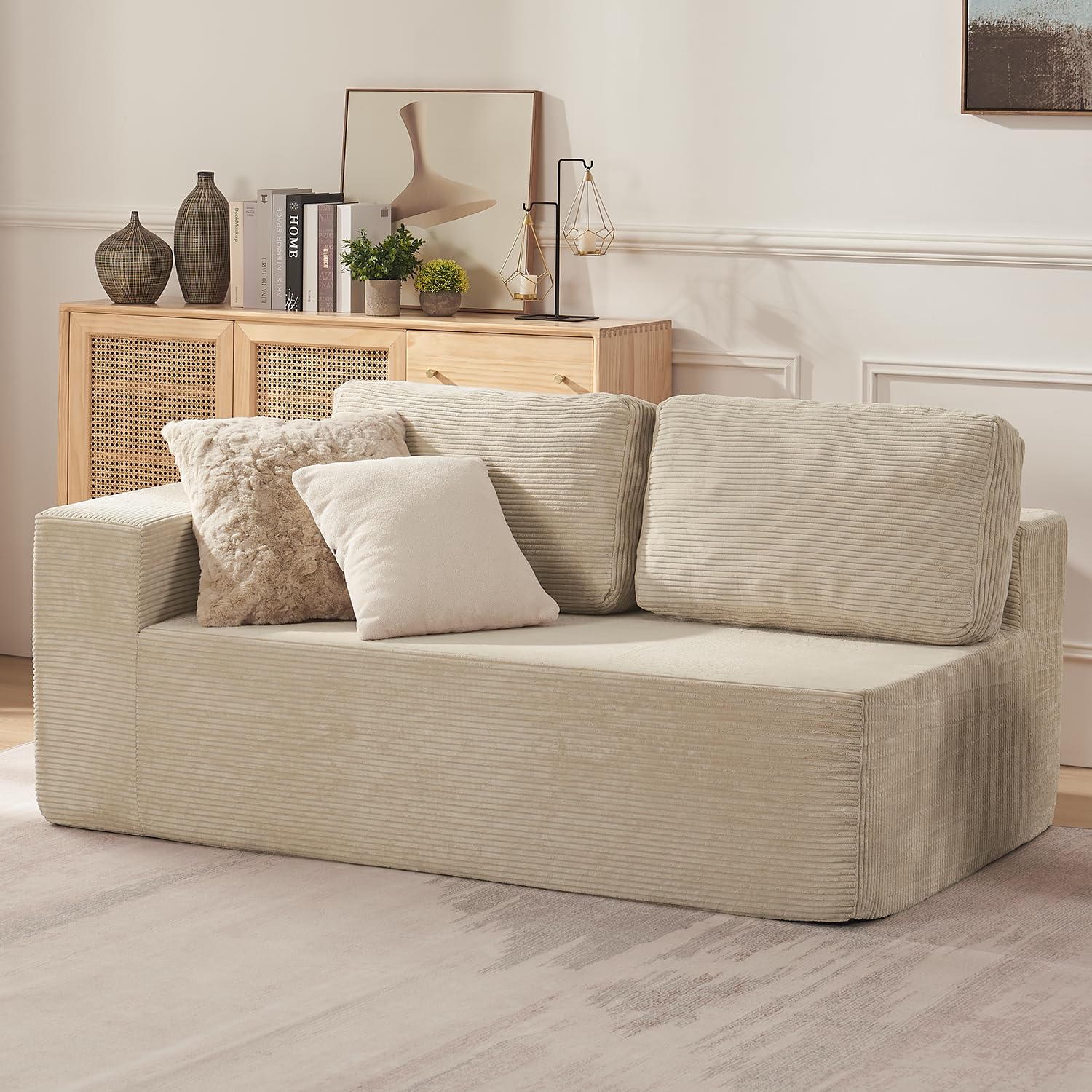 Furnify Loveseat Sofa, Cloud Modular Sofa Couch, Upholstered Floor Sofa with Deep Seat, Upholstered Foam Couch for Bedroom Living Room, No Assembly