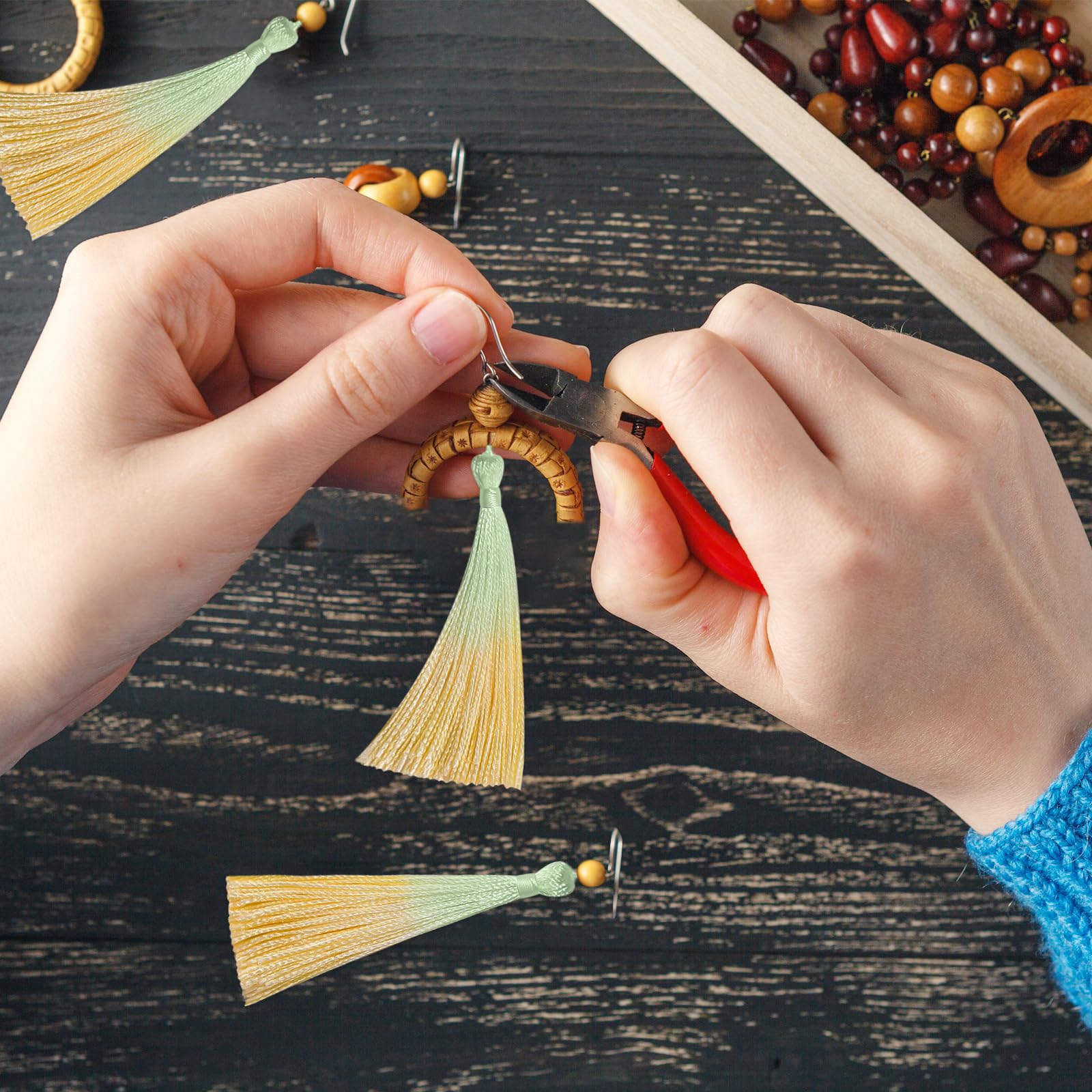 50PCS Mini Silk Tassel for Craft DIY Bookmark Cute Jewellery Making Beaded, Girl Earring, Keyring, Graduation, Small Key - Image 4