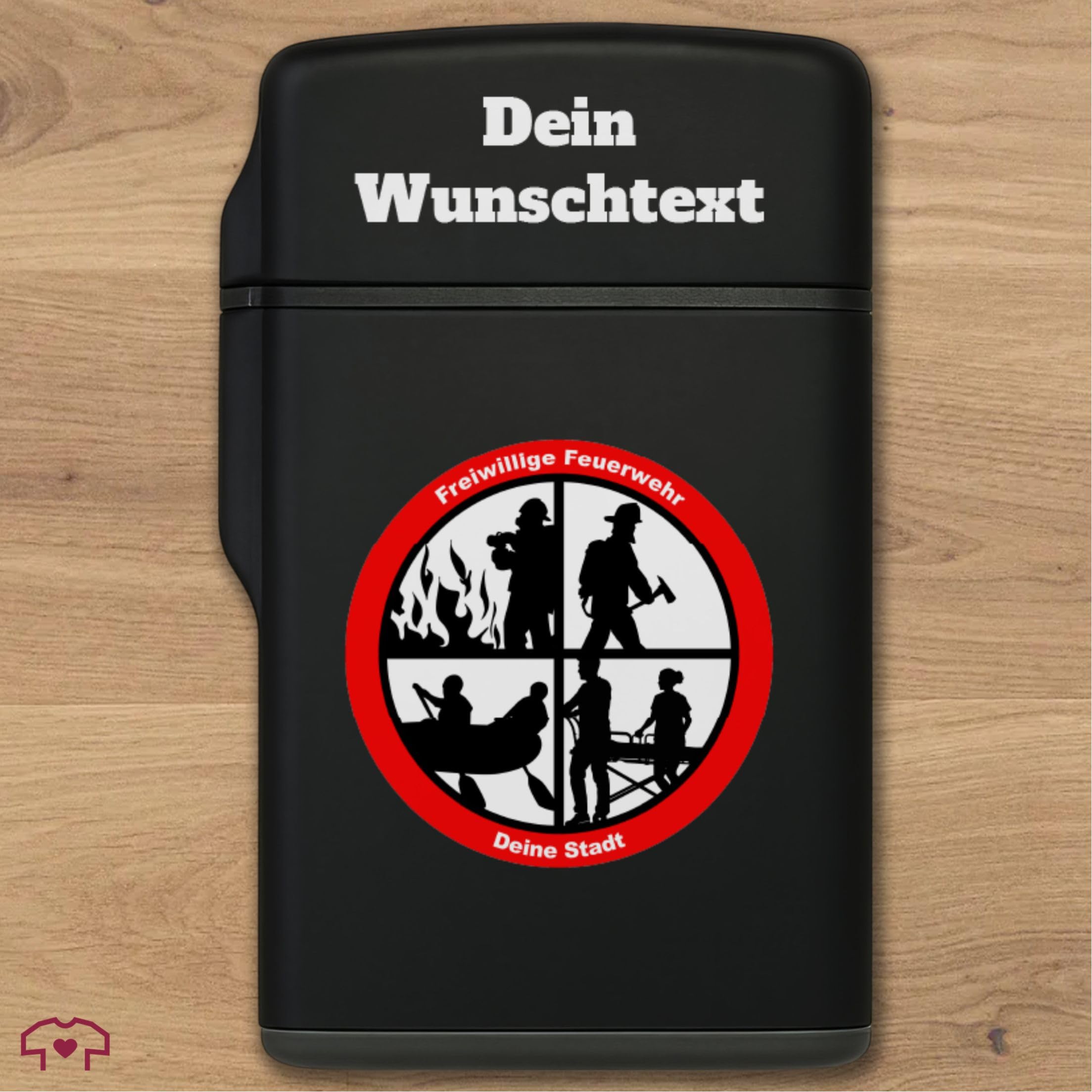 Sturmfeuerzeug Mit Individuellem Druck - Feuerwehr Logo Geschenk FFW THW