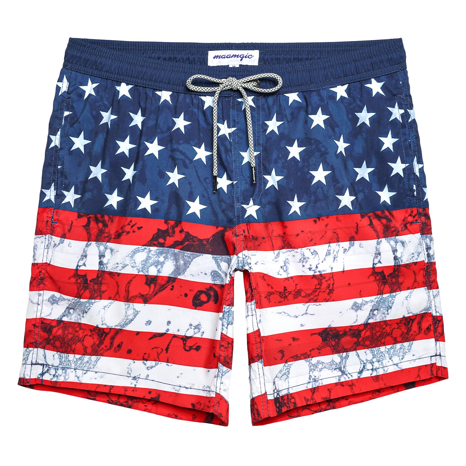 maamgic Mens Swim Trunks Quick Dry Mesh Linner with Pockets 7" Beach Shorts