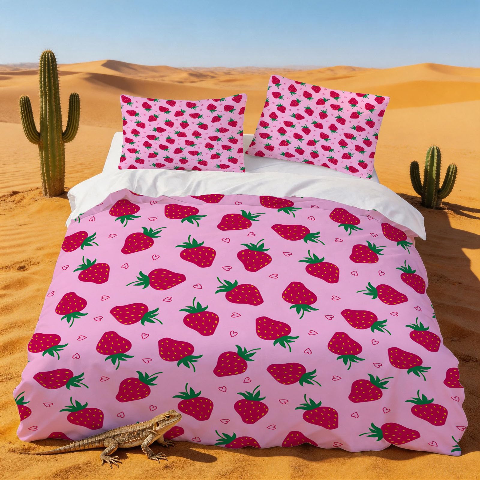 Housse de couette 140x200 ananas et sa taie d'oreiller en microfibre pour lit 1 personne