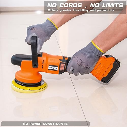 Miniatura 3 de IRONFIST Pulidora orbital inalámbrica para baterías DEWALT de 20 V MAX, 6 pulgadas, 5.906 in, sin escobillas, cera de automóvil con 6 velocidades de