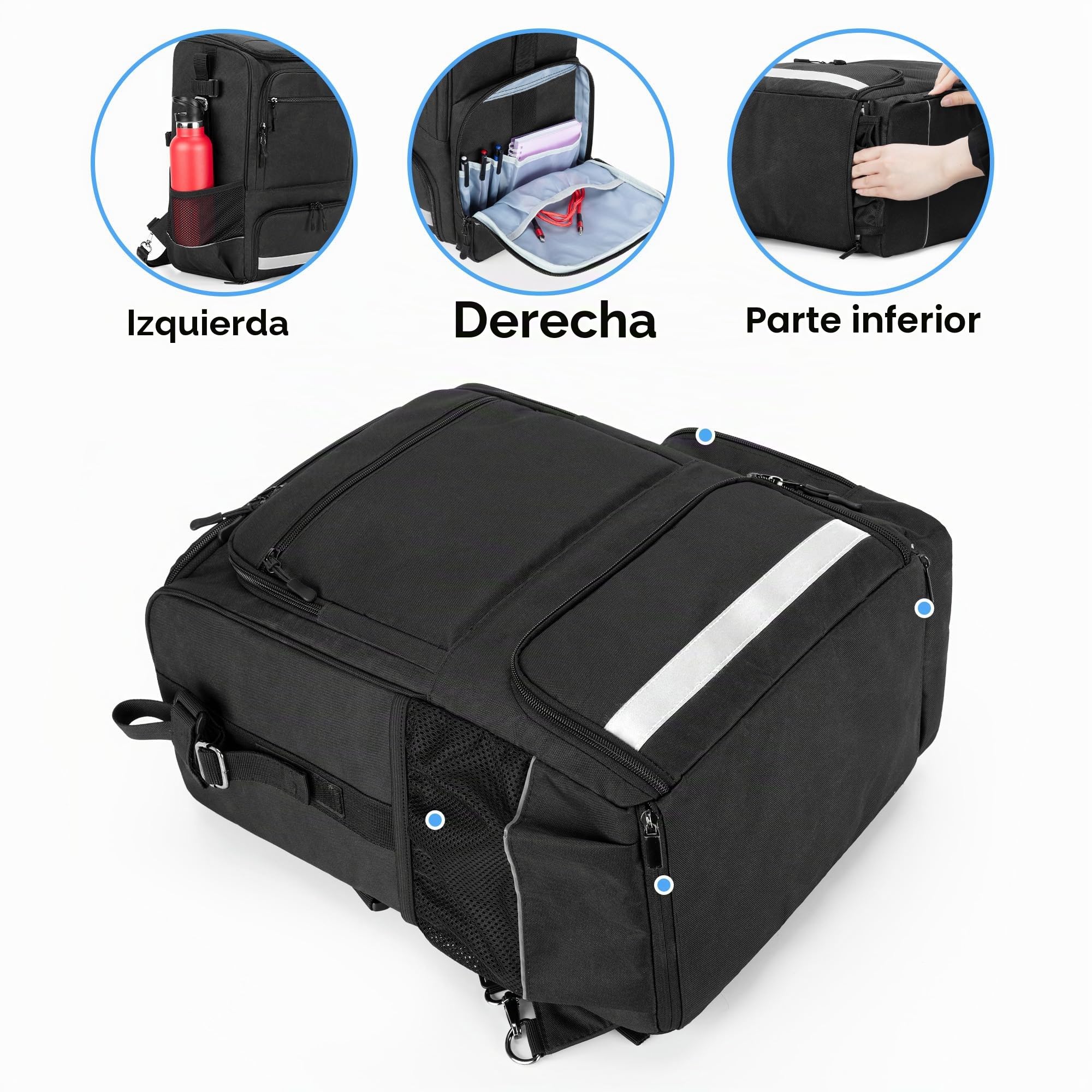 samdew Mochila de Dos Compartimentos para Silla de Ruedas (Solo la Mochila) | Bolsas para Silla de Ruedas con Compartimentos Térmicos para Medicamentos y Fiambrera, y Bolsillos para Accesorios Y Muletas.