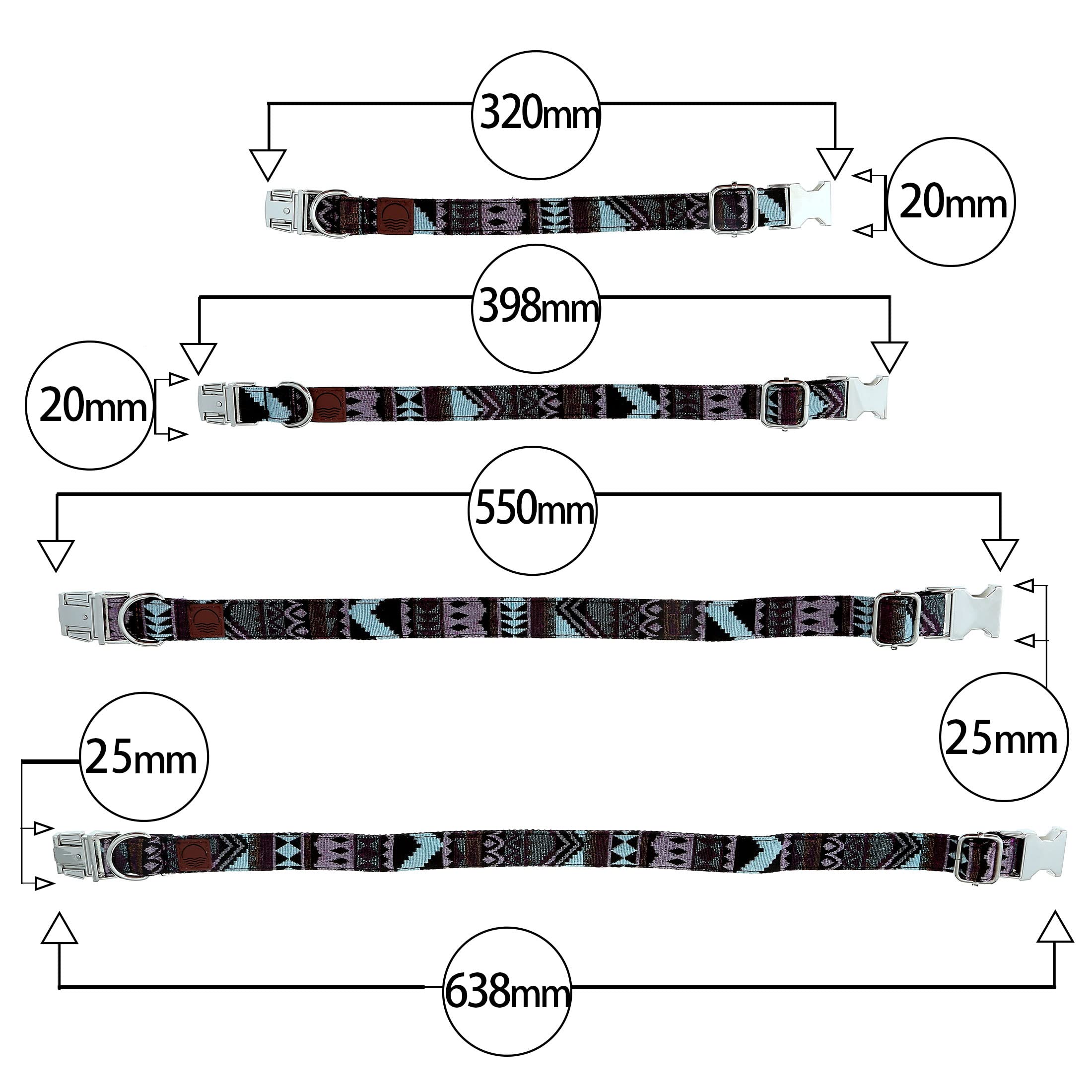 Made by Nami Boho Dog Collar Set of 2 Made of Nylon, Various Sizes for Large and Small Dogs, Adjustable with Metal Clasp - Image 4