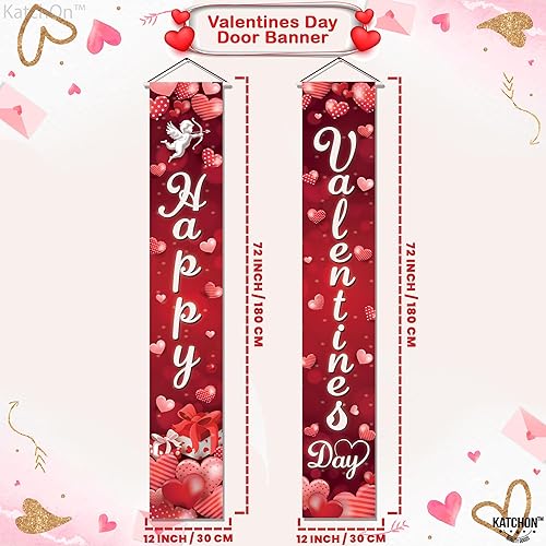 Miniatura 2 de KatchOn, Cartel de feliz día de San Valentín – XL, 72 x 12 pulgadas Cartel rojo de San Valentín para decoración de puerta de San Valentín