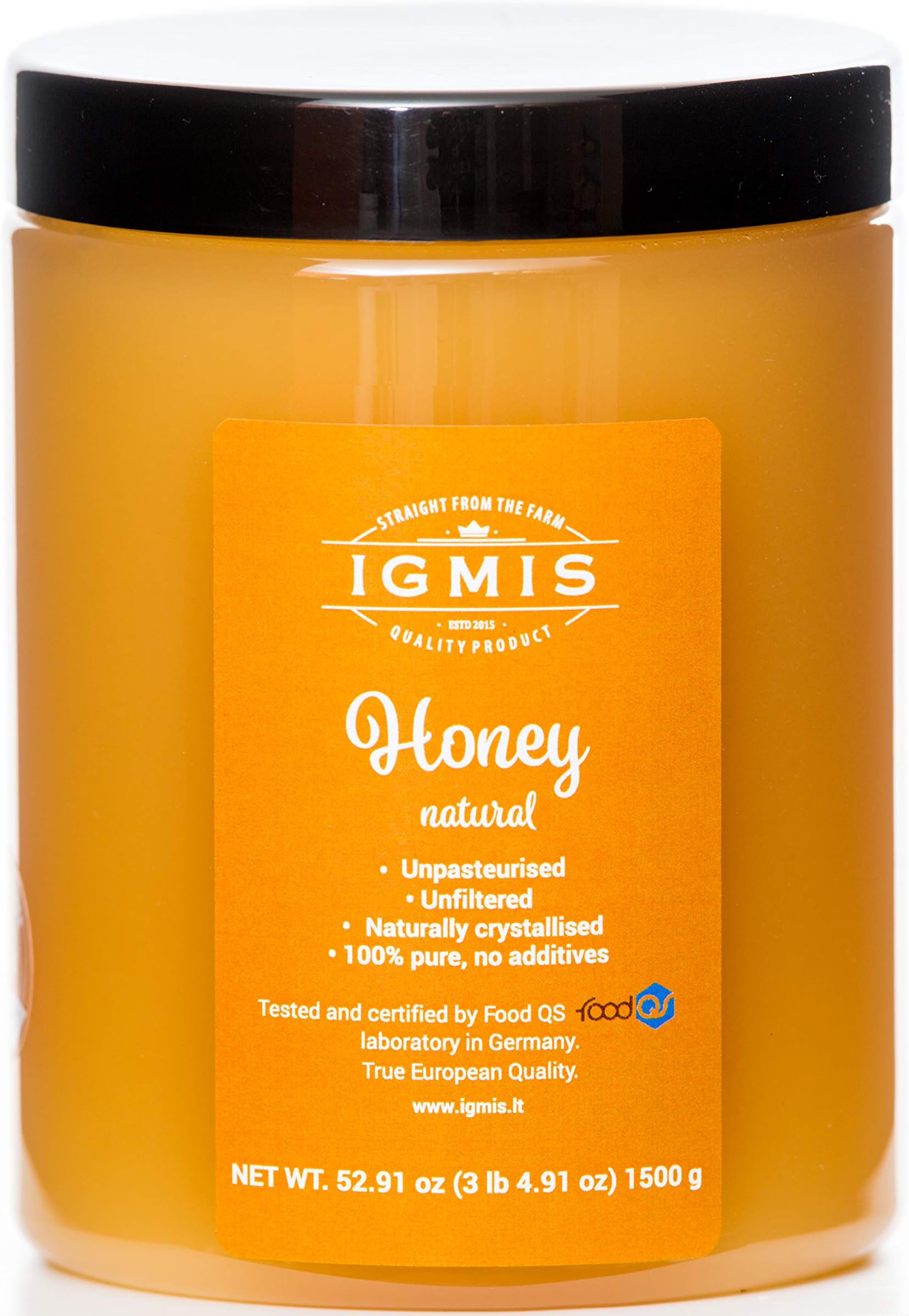Raw Honey 1.5 Kilogram, Natural, Unpasteurised, Unfiltered. Wildflower (Polyfloral). Naturally Crystallised. By Igmis