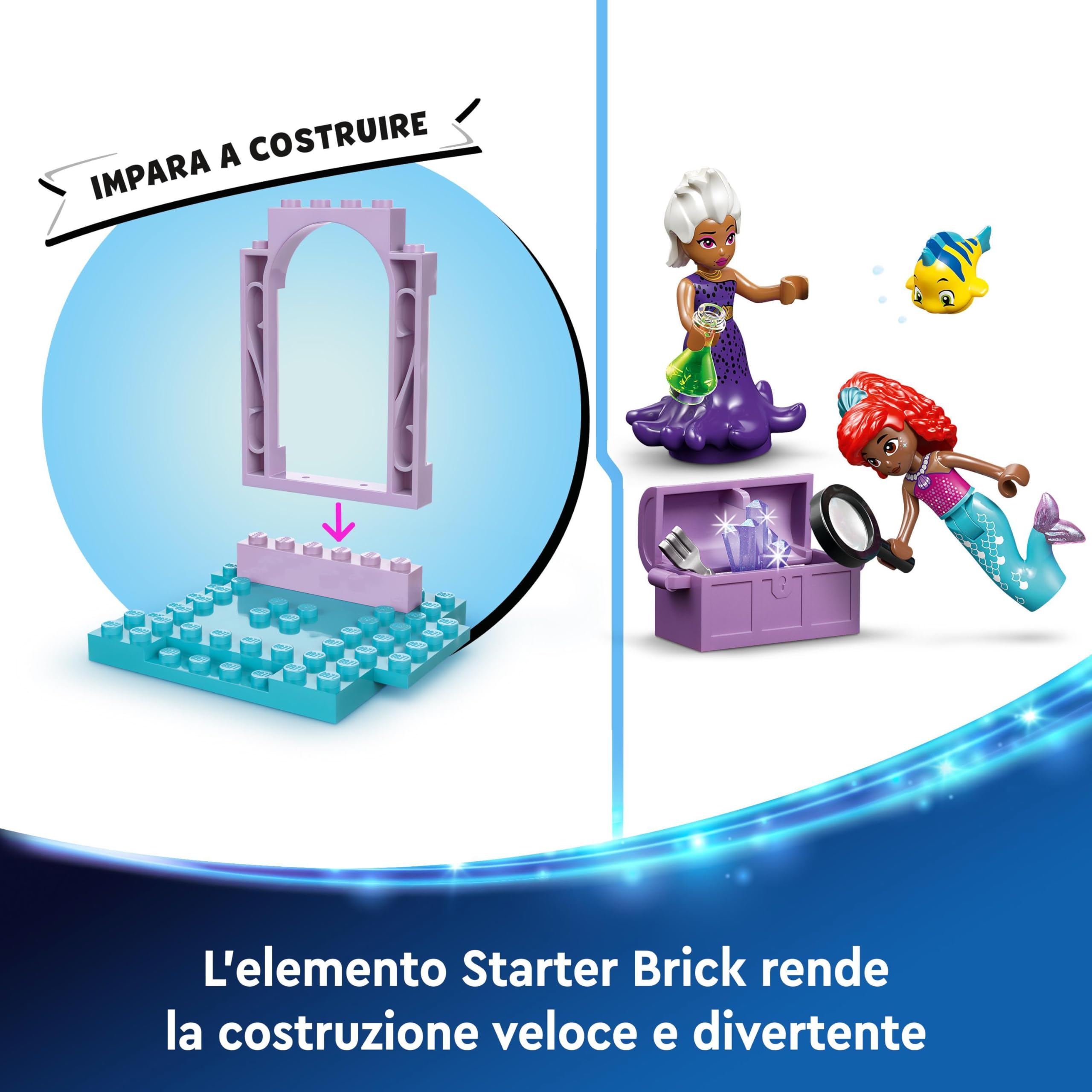 LEGO ǀ Disney La Caverna di Cristallo di Ariel Giocattolo da Costruire, Giochi per Bambine e Bambini da 4 Anni con il Personaggio della Sirenetta, Relitto di Nave e Tesoro, Idea Regalo 43254