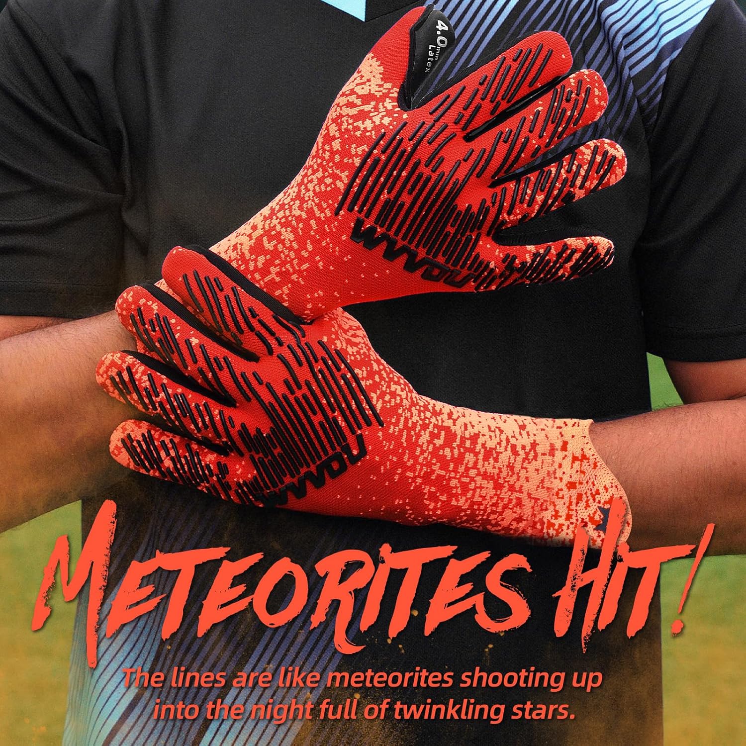 WVVOU Soccer Goalie Goalkeeper Gloves for Youth & Adult, Size 7-10, Enhanced Latex Palm Grip, Breathable Knitted Fabric, Suitable for Game & Training - Image 2