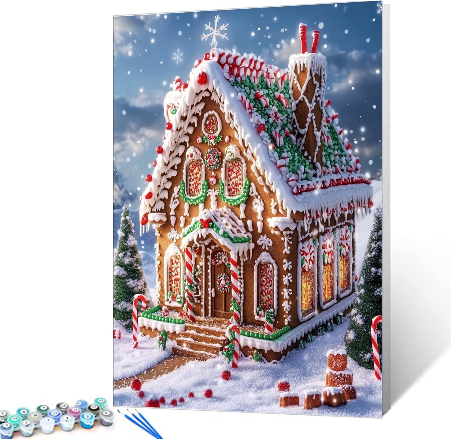 Christmas Gingerbread House Paint by Numbers Kit for Adults