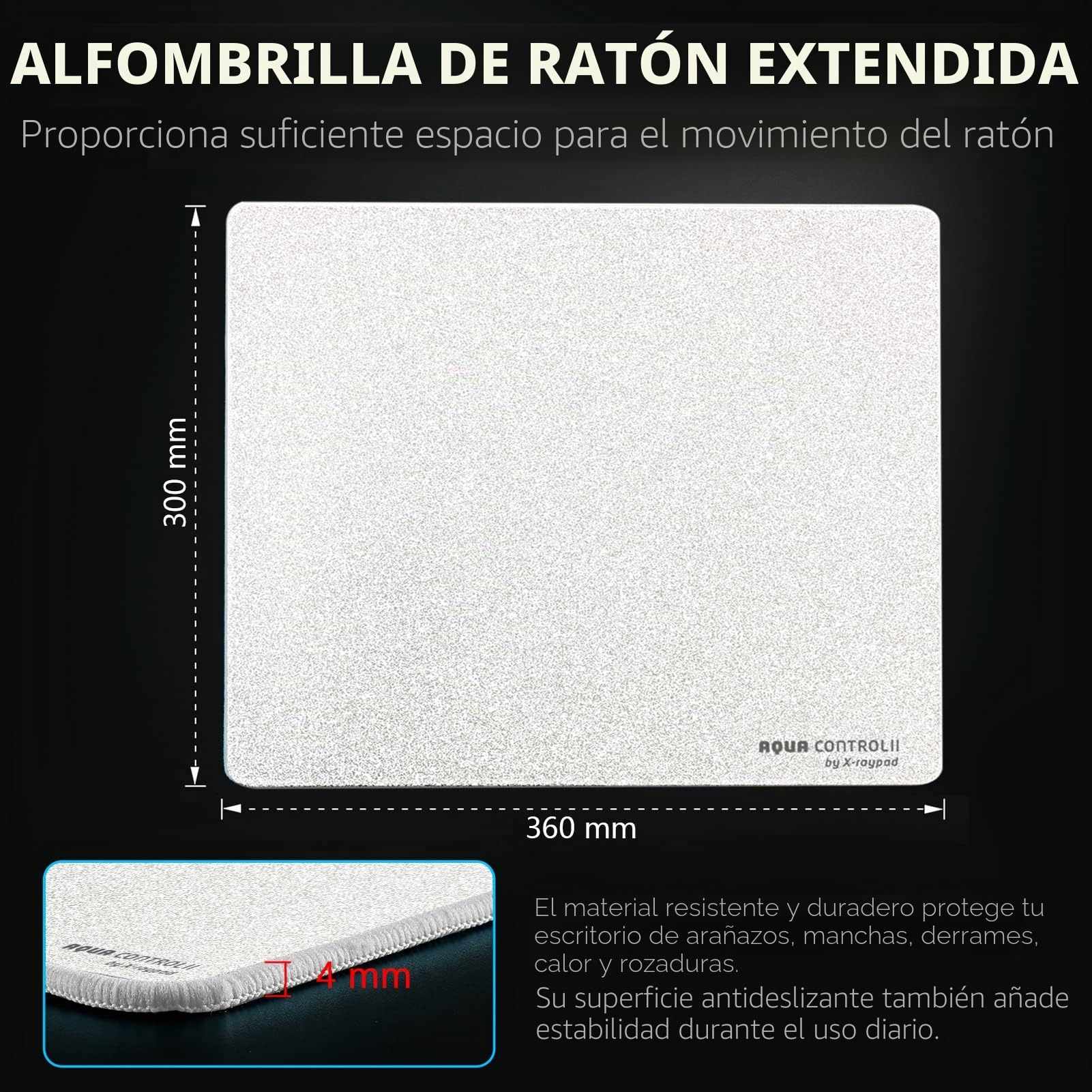 Alfombrilla de ratón para Juegos X-Raypad Aqua Control 2 AC2, Ultra Alta precisión con Velocidad Capacidad de Control, diseñada para Jugadores Fps con Bajos requisitos de dpi