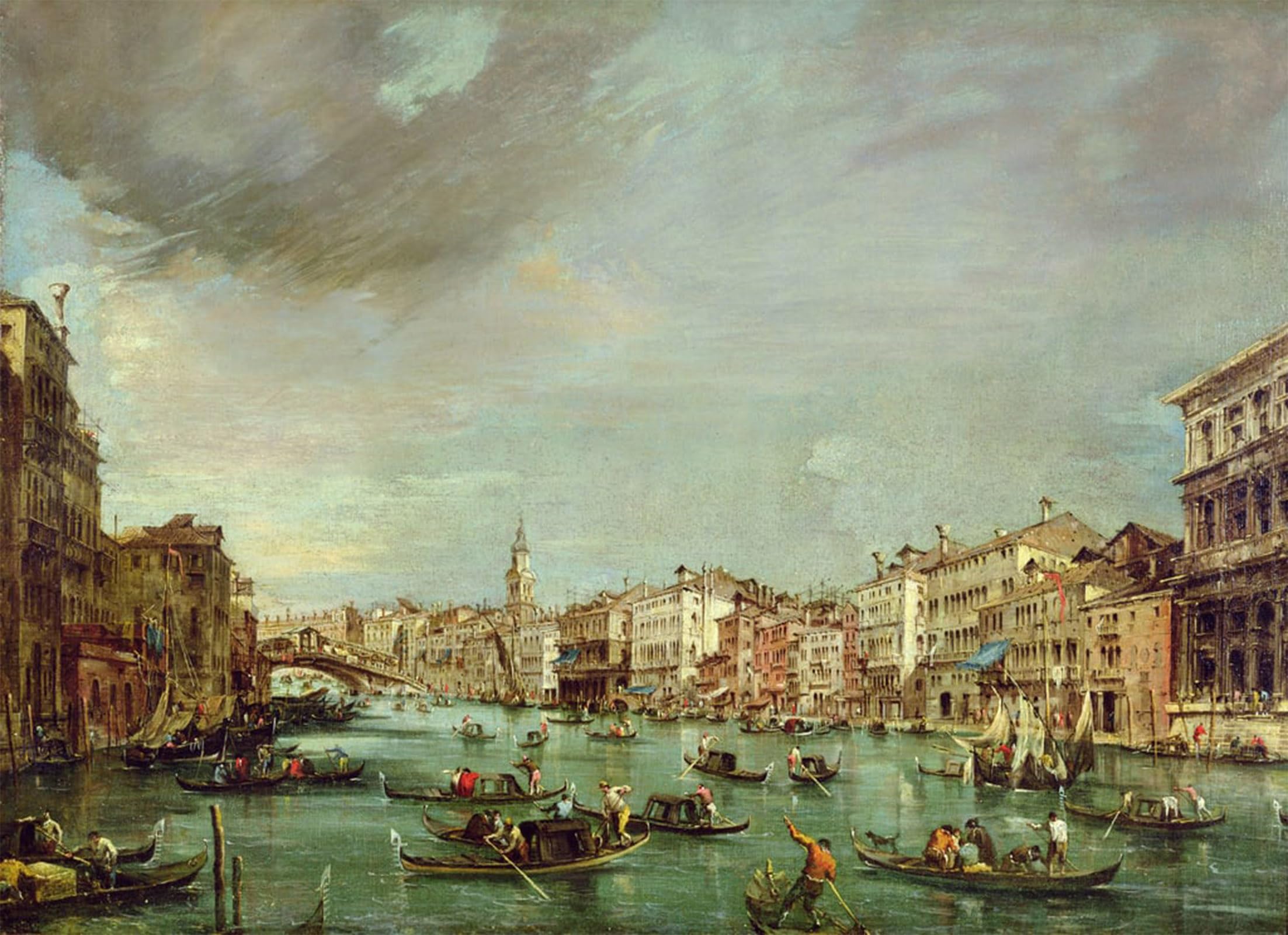 POSTERIIk Famous Modern Artwork Art Mural the Grand Canal Looking Towards Rialto with Palazzo Grimani and Palazzo Manin by Francesco Guardi Oil Paintings Pictures for Home Decor 60x90cm