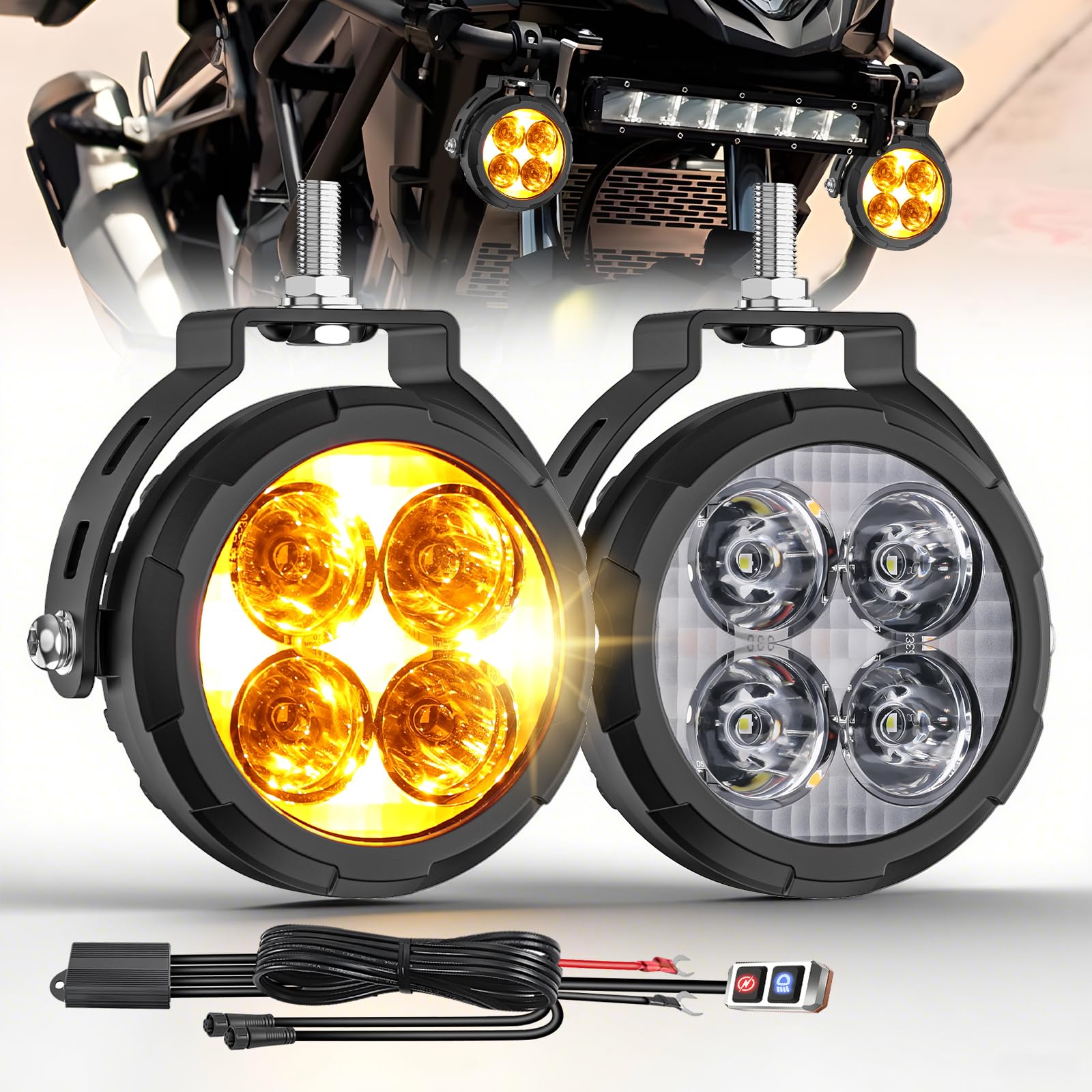 Amazon.com: CO LIGHT 3.5 Inch Motorcycle Fog Lights with Amber DRL