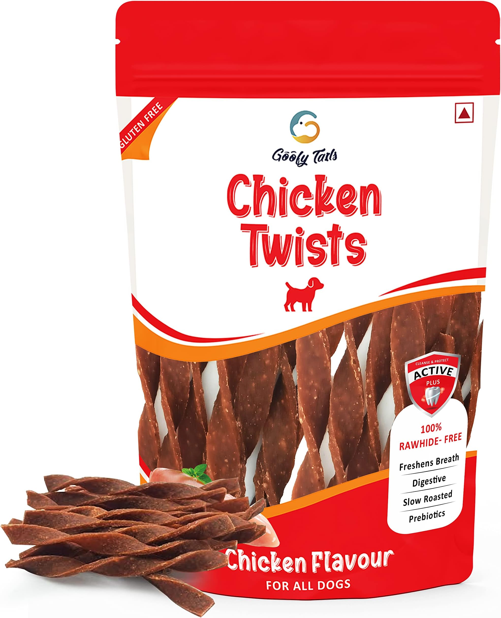 Buy Goofy Tails Active Dental Chicken Twists Dog Treats 100g, Gluten