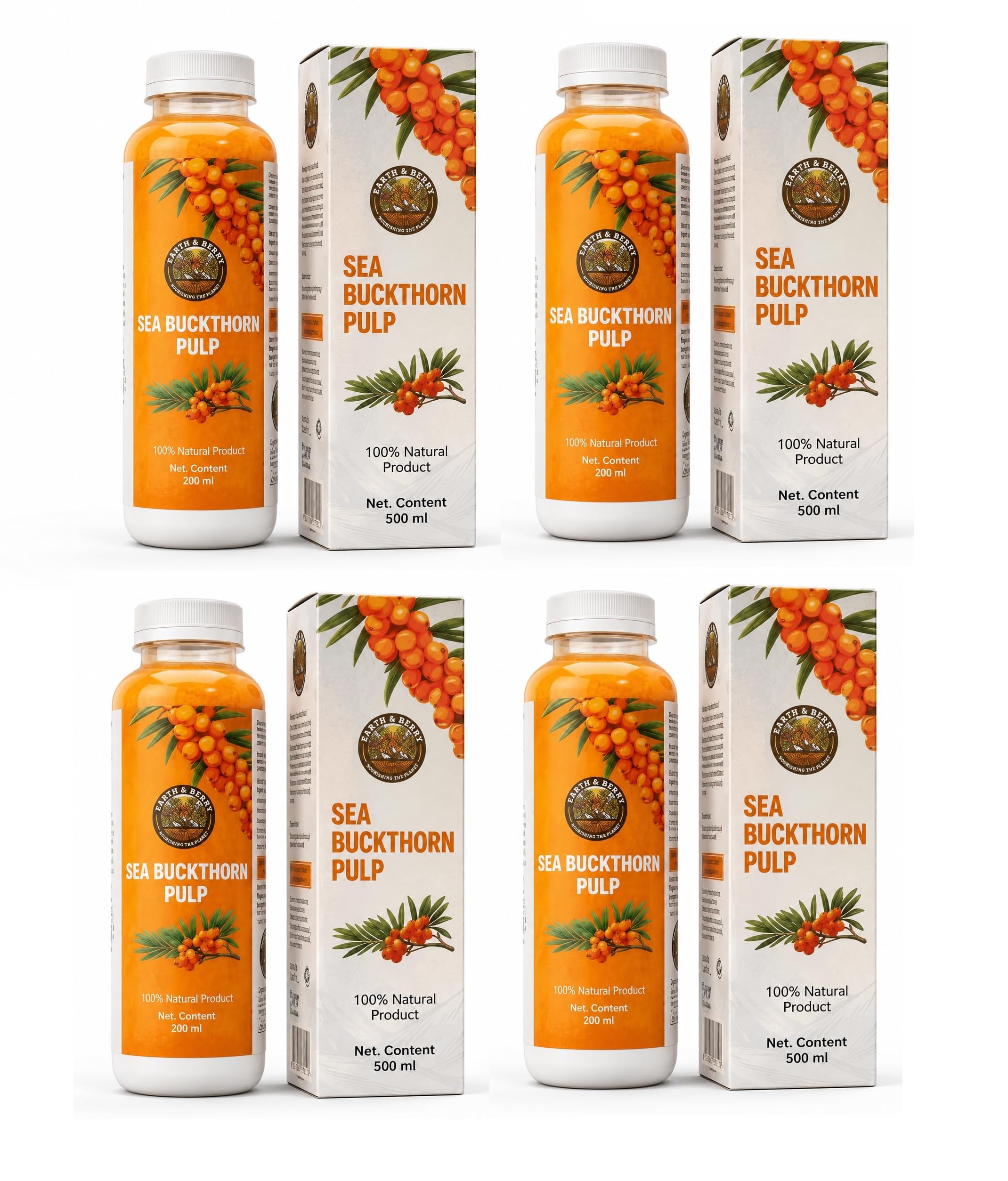 Sea Buckthorn Pulp 100% Natural 500 ml | Rich in Vitamin C, Omega-7 Source, Himalayan Origin, Superfruit Berry Pulp, Traditional Superfood (Pack of 4)-image-33