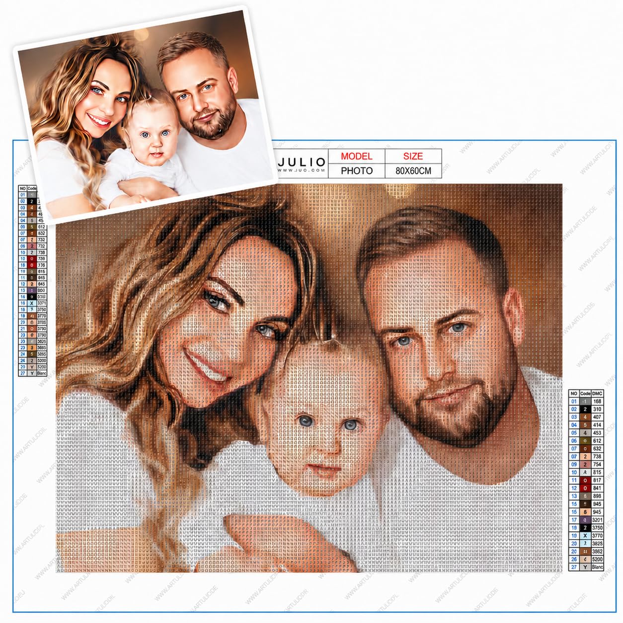 ARTULIO Diamond Painting Personnalisé Photo 80x60 cm – Broderie Diamant