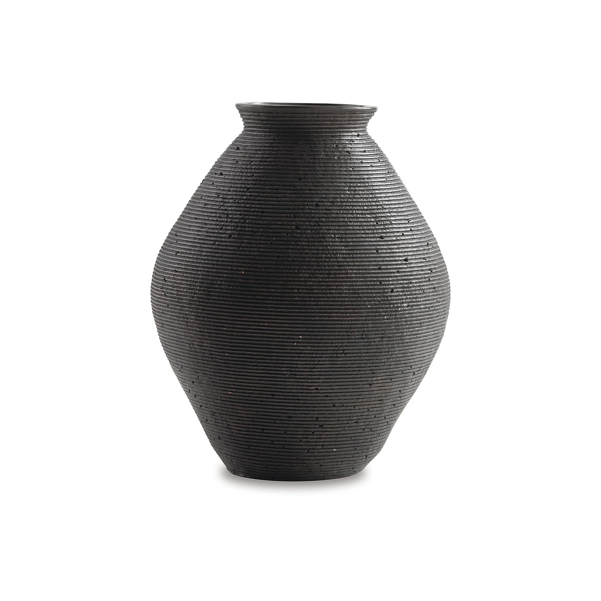 Signature Design by Ashley Hannela 12" Modern Distressed Polyresin Vase, Antique Brown
