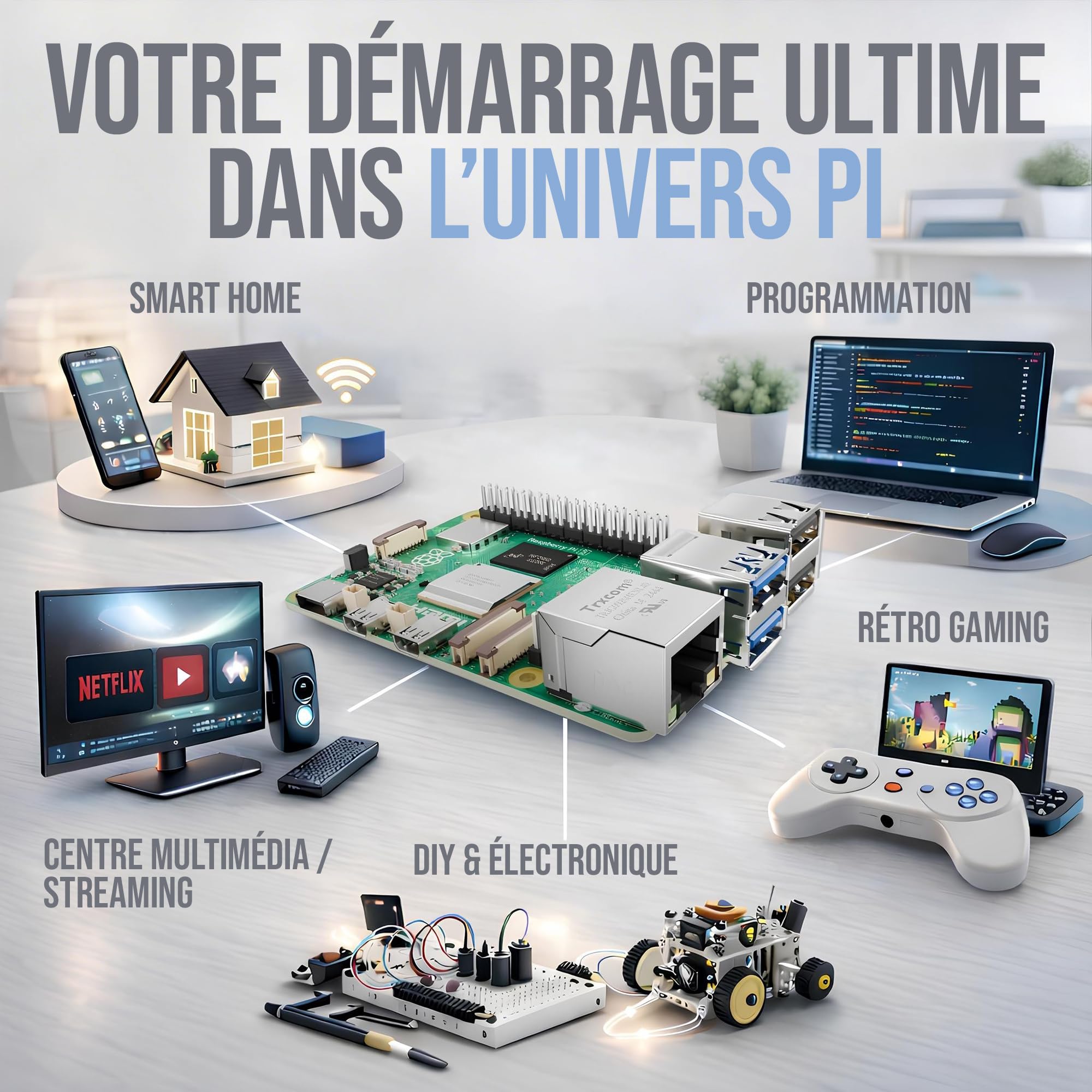 db-tronic Raspberry Pi 5 4 Go Starter Kit | Édition 64 Go | Alimentation 27 W | Boîtier avec Ventilateur | Micro HDMI 4K | Dissipateur | idéal pour Home Assistant et Le Smart Home - 3