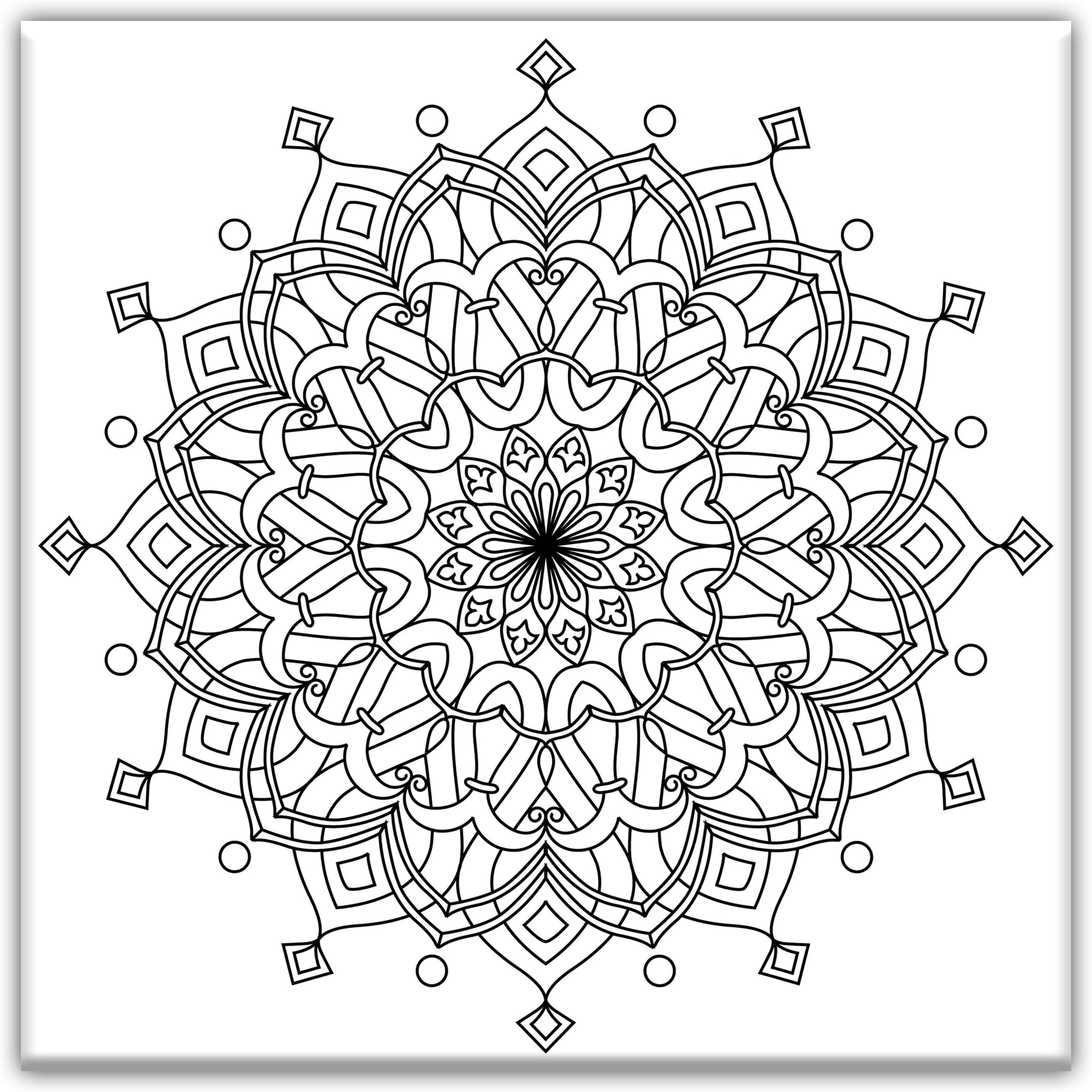 Star Mandala Predrawn Canvas for coloring | Stretched primed canvas 8 x 8 Inches | Premium Handmade predrawn Canvas | Art and Sip Party, DIY Kit, Party favor | Pre-painted canvas | Wall Art