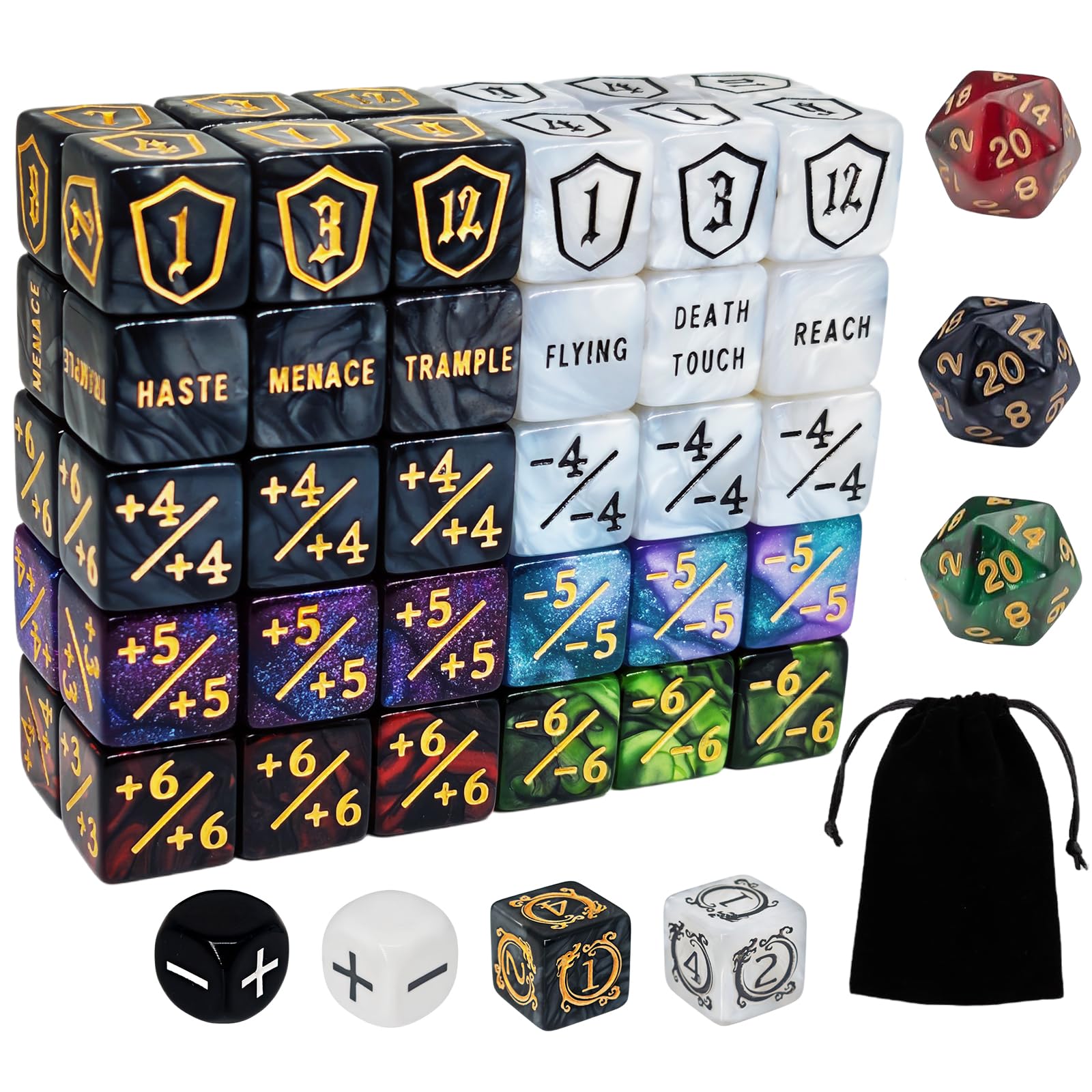 Zestaw 67 kostek licznika MTG, kości D6, Dragon Design do gier