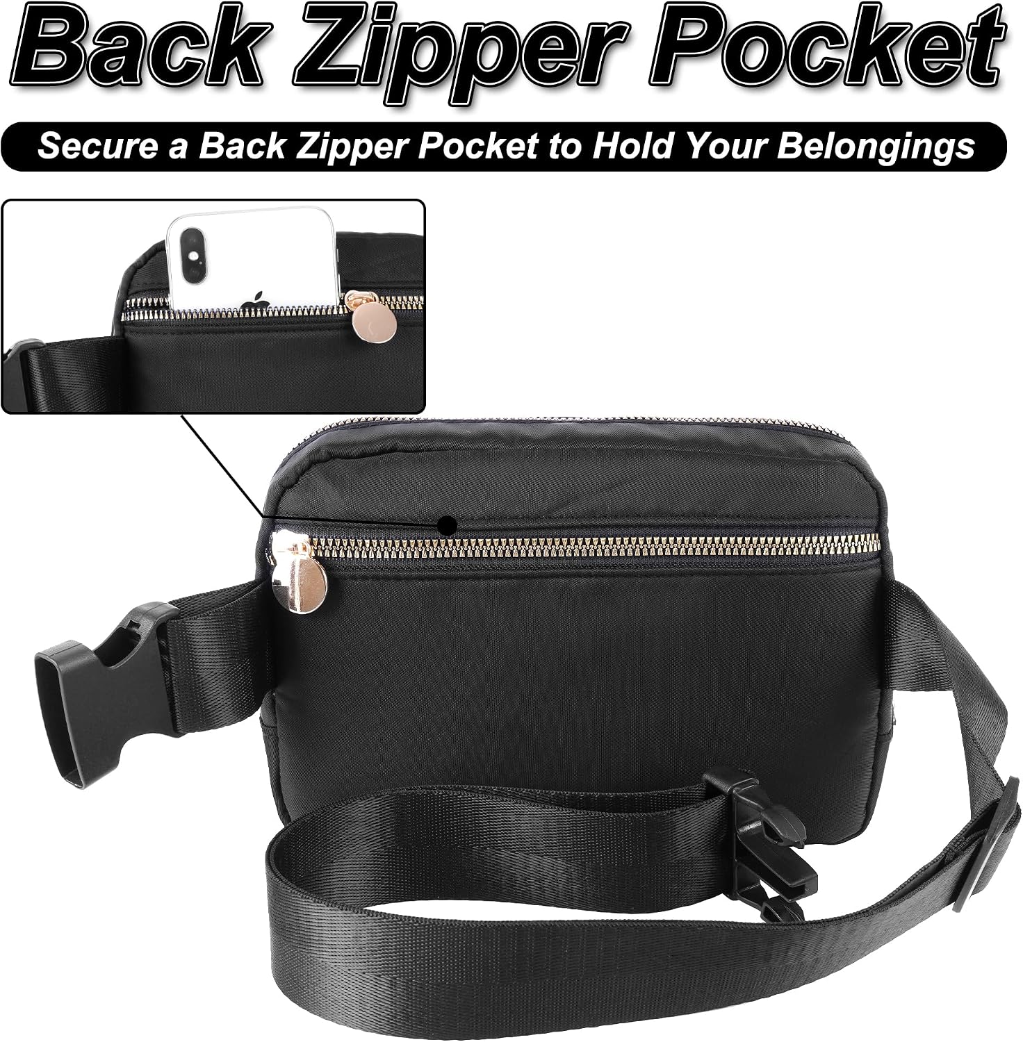 Uygafly Personalized Belt Bag for Women Girls - Fashion Mini Waist Packs with Adjustable Strap - Trendy Travel Fanny Pack Crossbody Bags with Initial Letter - Teen Gifts | Black,Black Z