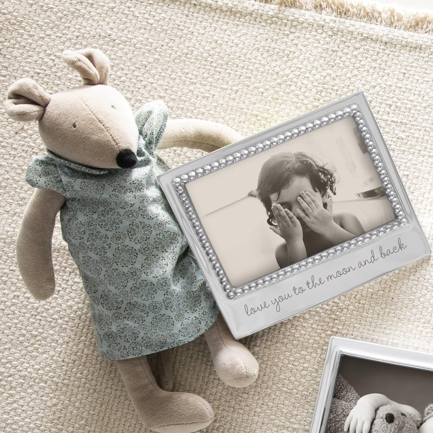 MARIPOSA LOVE YOU TO THE MOON AND BACK BEADED 4X6 FRAME | SILVER | BRILLANTE | FRAMES | STATEMENT FRAMES | RECYCLED SANDCAST ALUMINUM | HANDMADE IN MEXICO