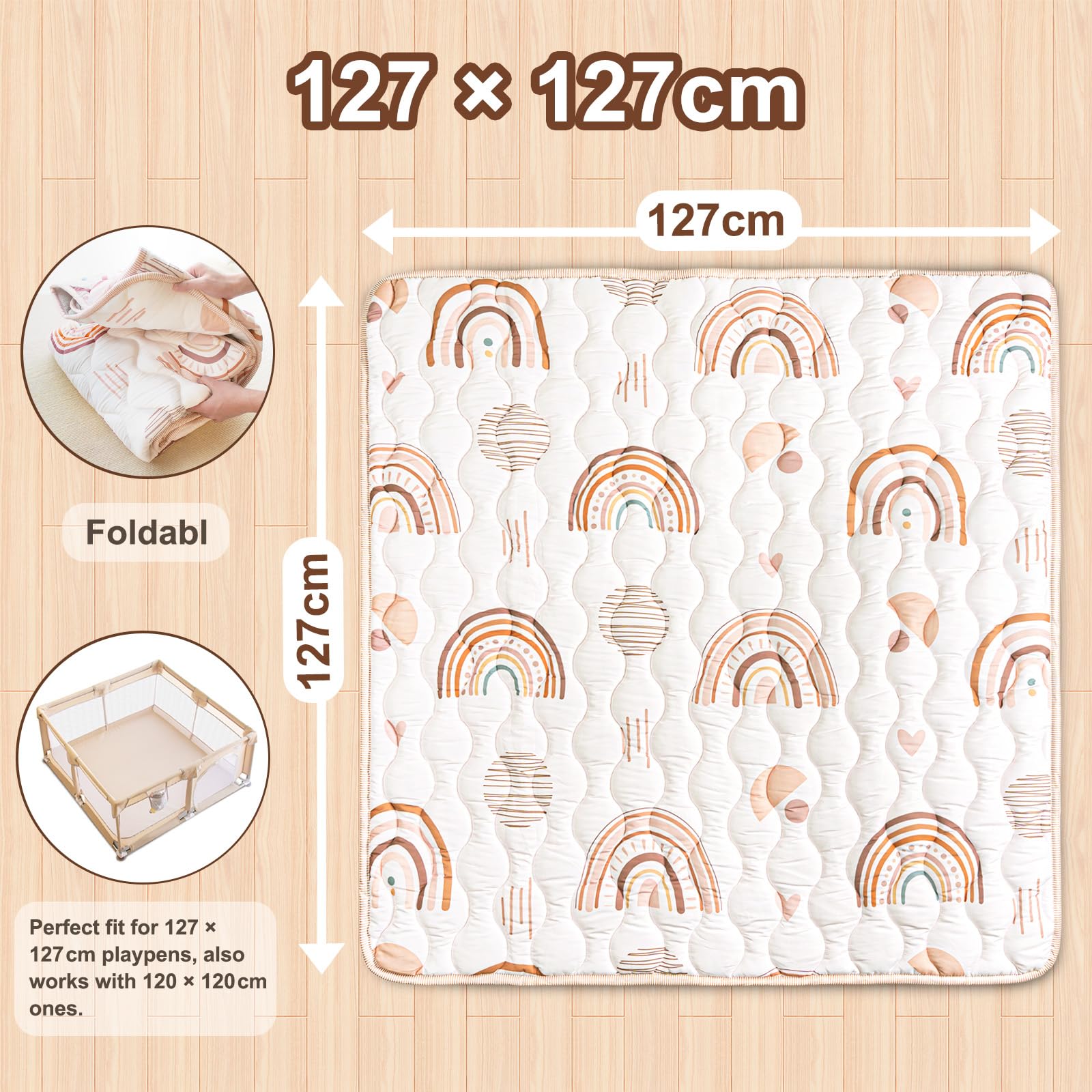 Primluna Baby Play Mat 127x127 cm, Ultra Soft Playmat with Non-Slip Backing, Machine Washable - Image 2
