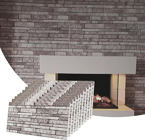 Miniatura 10 de Dundee Deco Paneles de pared 3D con efecto de ladrillo, revestimiento, paneles de pared con aspecto de piedra marrón beige, revestimiento de espuma