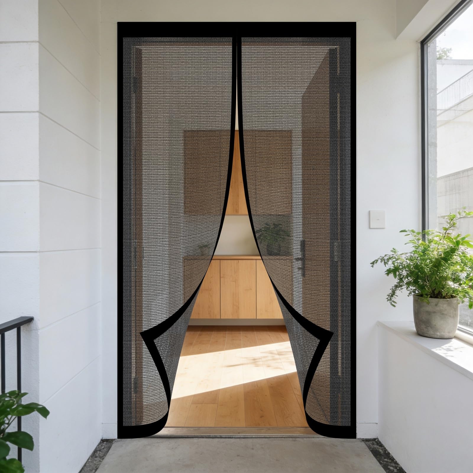 Moustiquaire porte magnétique haut de gamme 110 x 200 cm rideau noir robuste