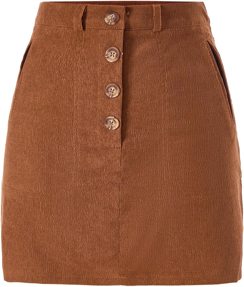 Women's Bodycon Mini Pencil Skirt Dressy Casual Button Front High Waisted Skirts with Pockets