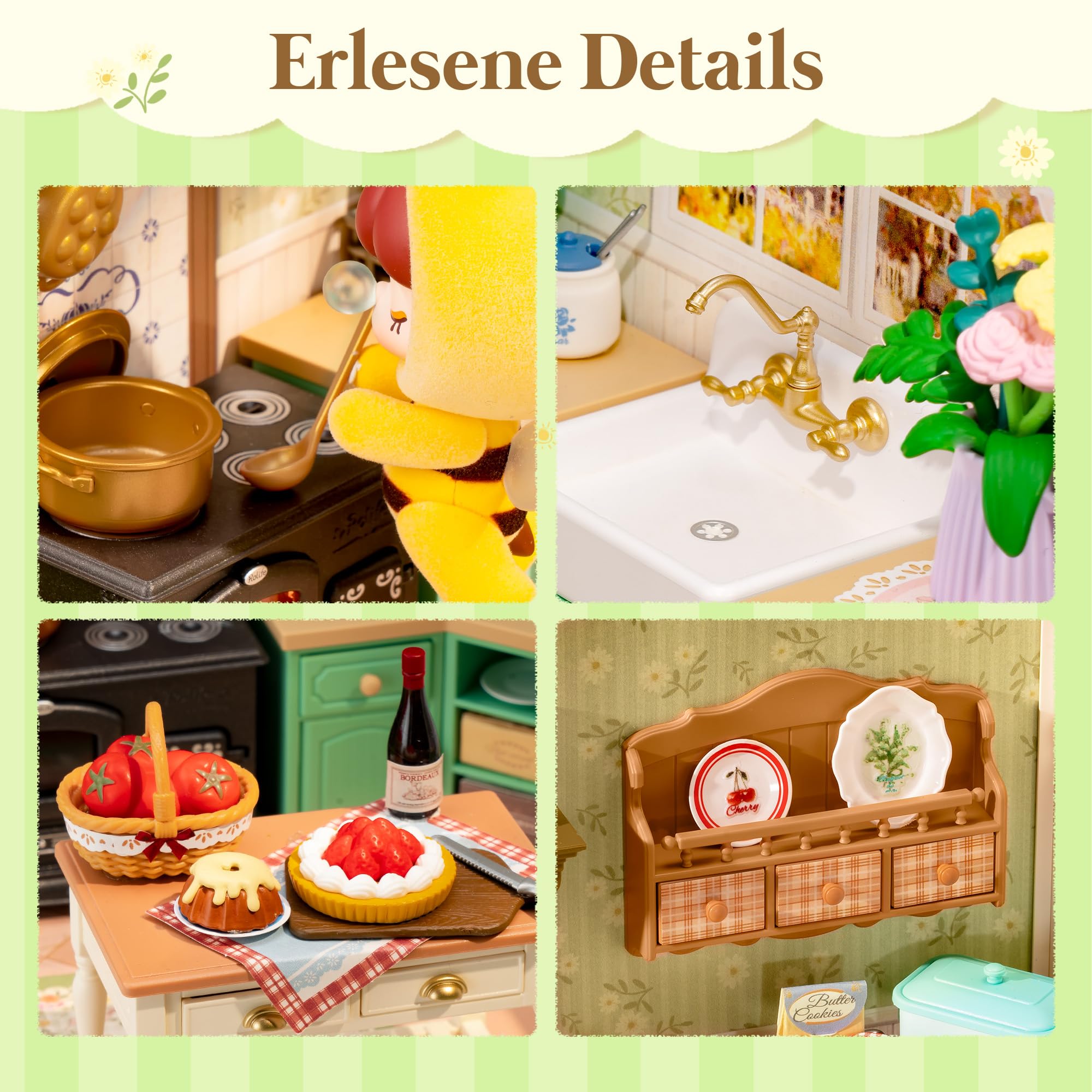 Rolife Super Creator DIY Miniature House Miniatur Haus Bausatz Selber Bauen Deko für Schreibtisch Bücherregal Modellbausatz Diorama Modellbau Bastelset für Kinder (Farmhouse Kitchen)