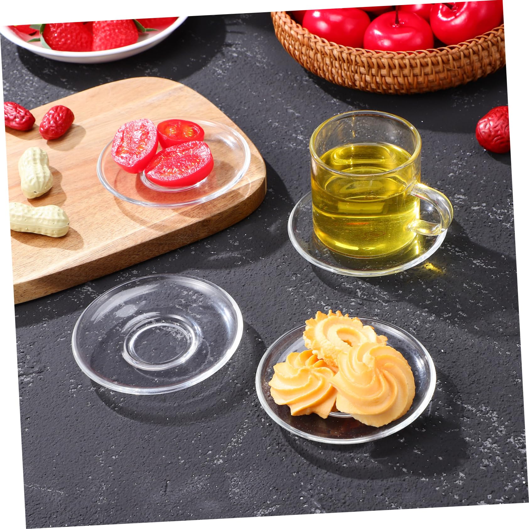 Mikinona Clear Glass Saucers Set of 8 Round 3.54 Inch Decorative Coffee Saucers and Snack Storage Plates for Home Restaurant Tea Room Use - Image 2