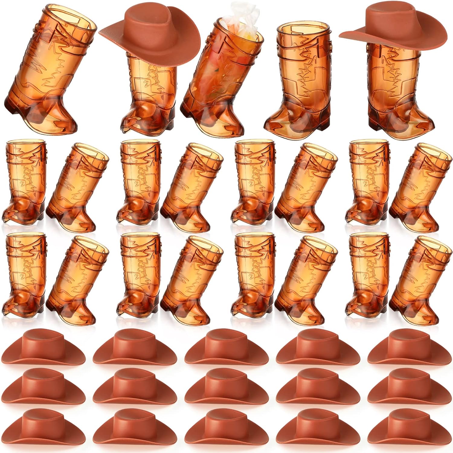 32 Pcs Mini Cowboy Boot Shot Glasses Plastic Cowgirl Party Supplies